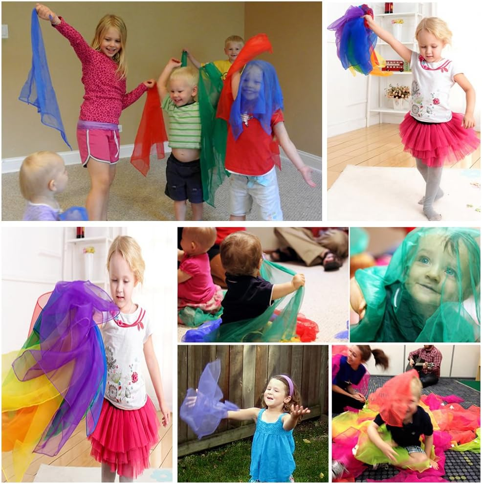 Dance Scarves Music Scarves for Children Movement and Juggling 12Pcs image number 5