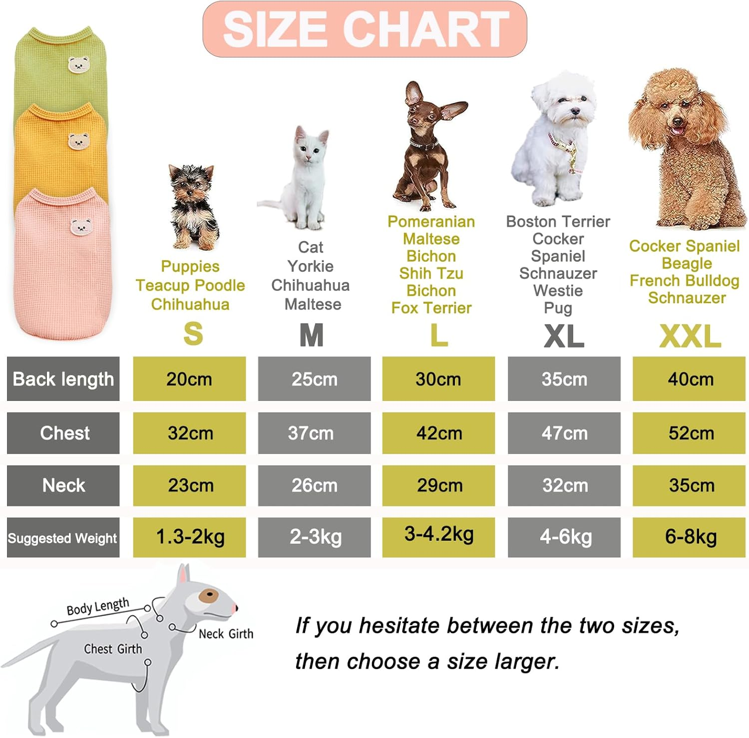 3-Pack Dog Knitted Jumper T-Shirt, Summer Breathable Cotton Shirts, Dog Soft Tank Top, Sleeveless Vest Dog Tee Shirt for Mini Dog, Small Dog and Cat Clothing, Bear XL image number 6