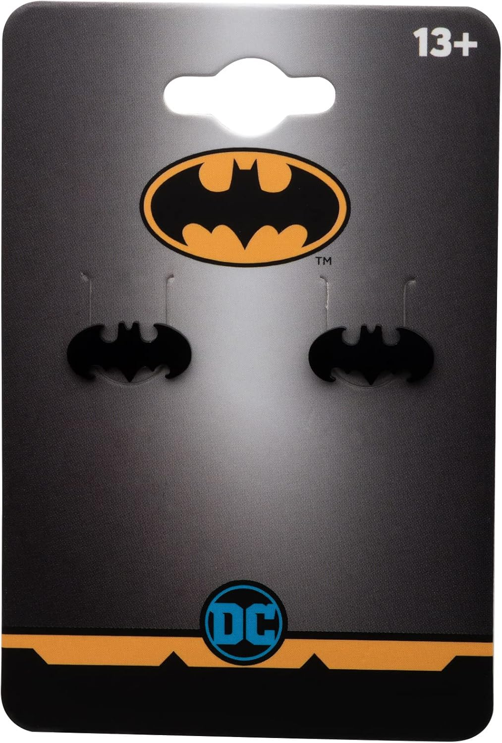 DC Comics Officially Licensed Hypoallergenic Batman "The Dark Knight" Cut Stainless Steel Stud Earrings, Unisex, One Size, One Size, Stainless Steel image number 4
