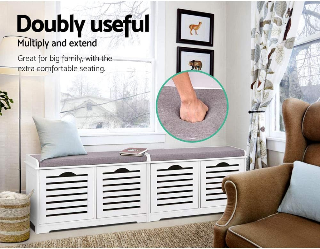 Artiss Shoe Rack Storage Cabinet Bench Box Drawers Organiser Shoes Shelf Drawer White Cupboard Hallway Home Decor Bedroom Furniture Display Wardrobe Sturdy Construction image number 6