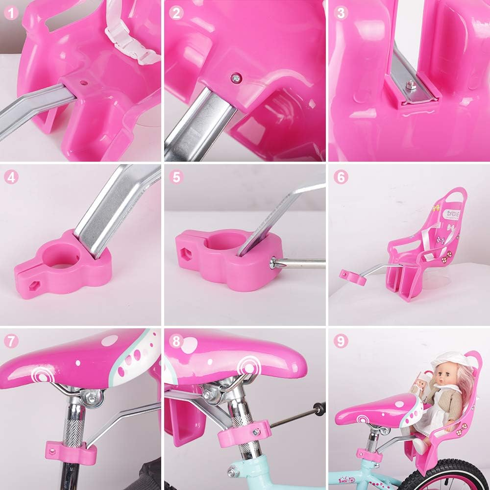 DRBIKE Bicycle Doll Seat with Stickers DIY Decal for Girls Kids Bike Accessories image number 1