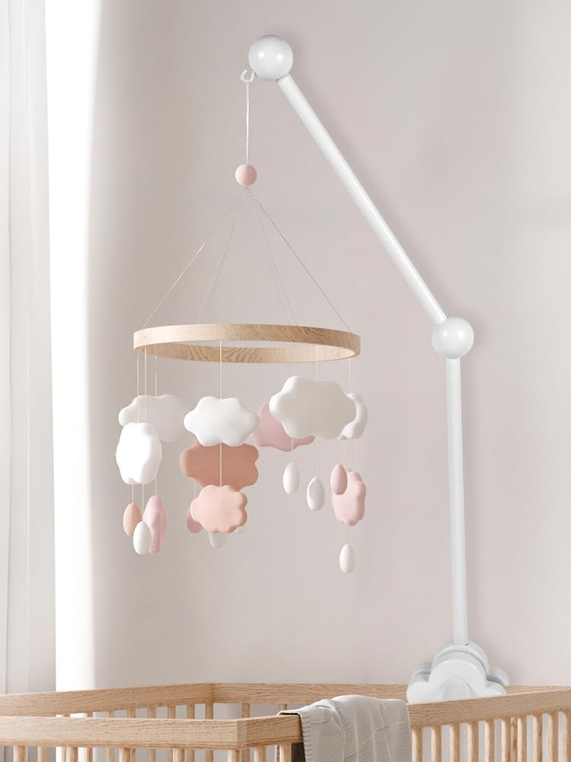 27Inch Baby Crib Mobile Arm，Wooden Mobile Arm for Crib Baby Nursery Mobile Hanger for Crib, Adjustable Angle Height Cot Mobile Holder for Crib Mini Crib Mobile Arm(Log Color)