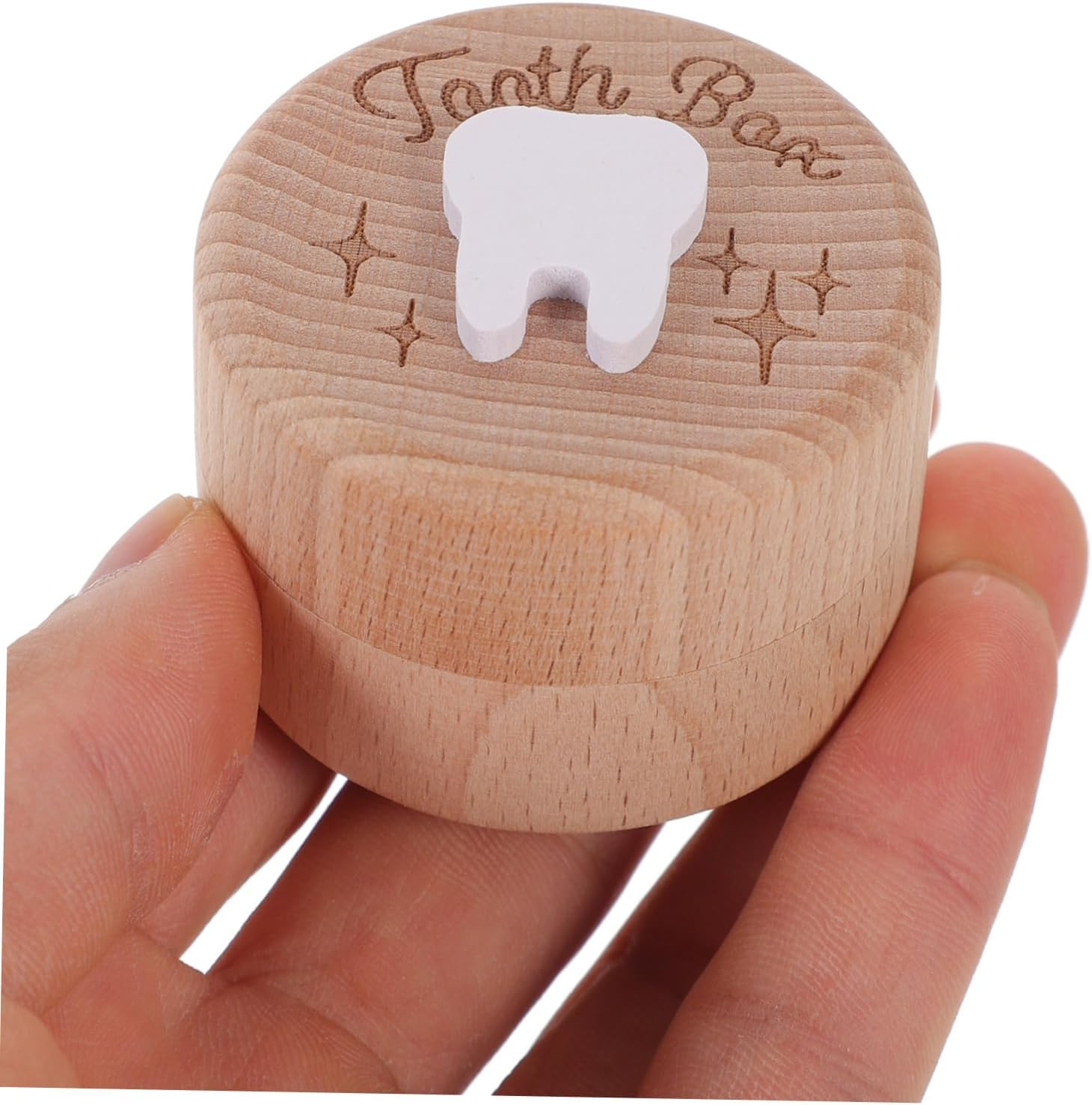Baby Tooth Holder and Fetal Hair Storage Box Wooden Boys and Girls First Tooth Case Portable Design for and Hair Keepsake Natural Wood for Boys and Girls image number 2