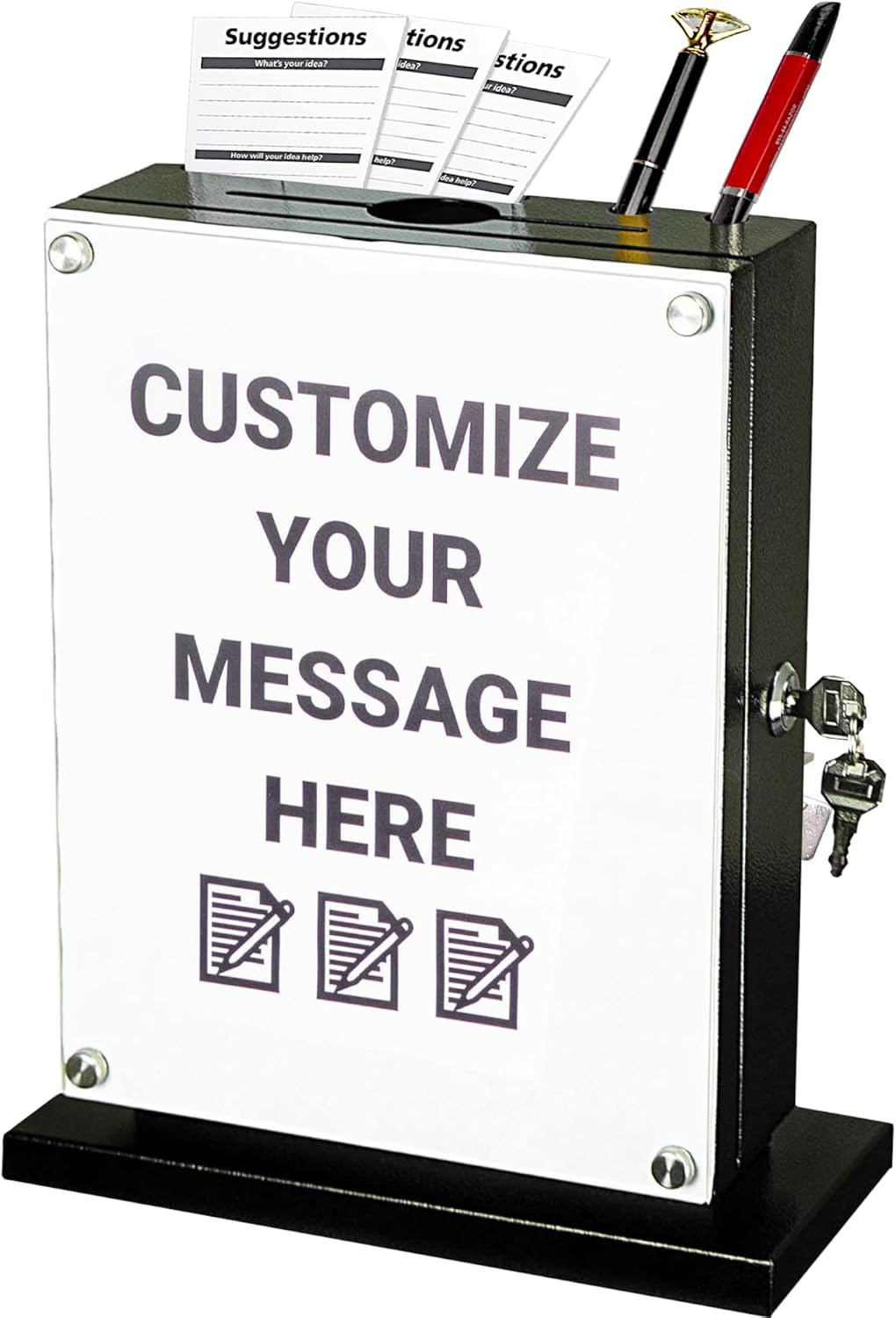 POCHAR Black Alloy Steel Lockable Suggestion Box with Wall Mount Option - Use as Offering, Tithe, Prayer Request, Tip, Donation or Ballot Box (10'' X 4.75'' X 12.5'') image number 6