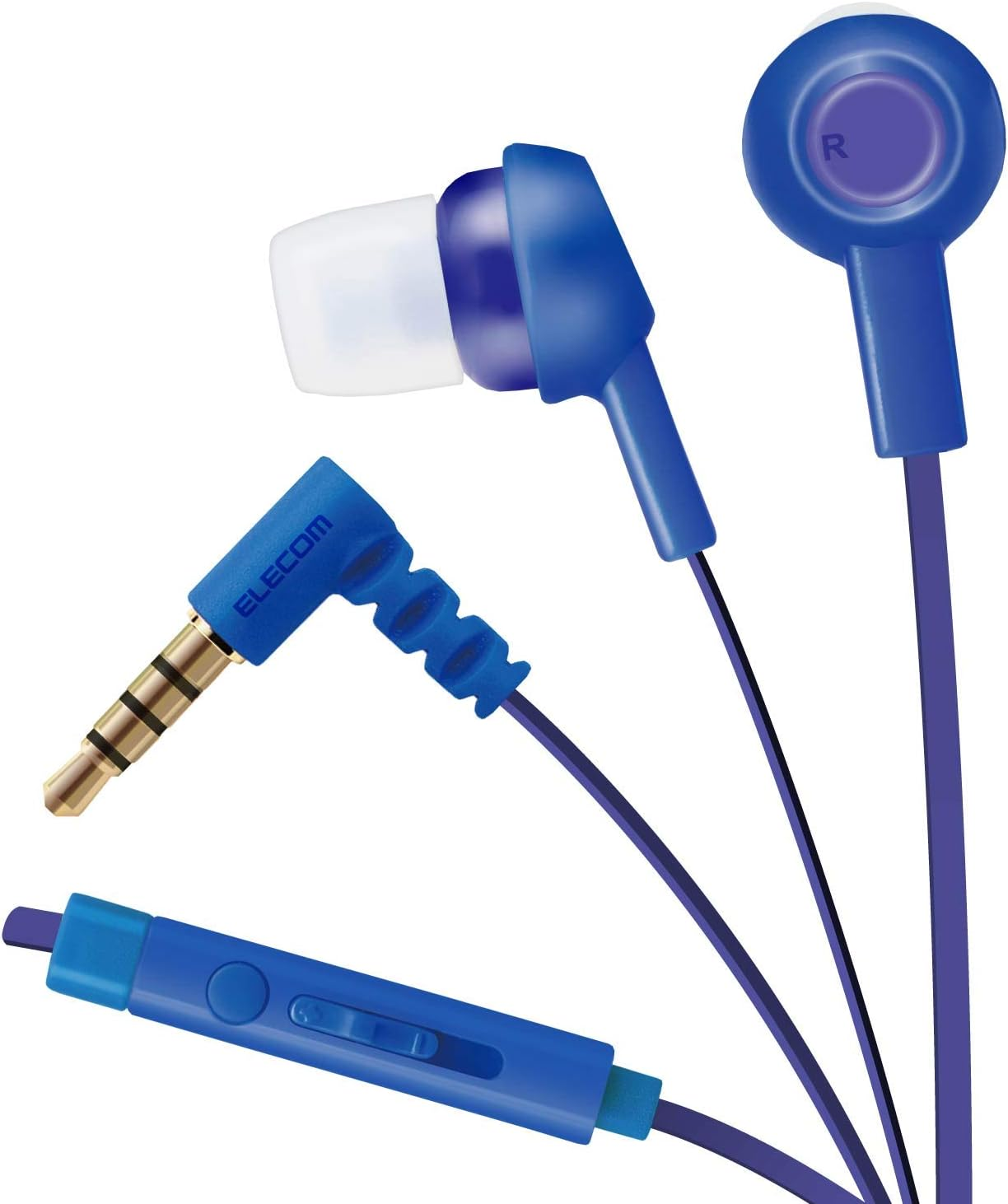 Elecom EHP-CS3520MWH Stereo Earphones with Microphone, Flat Cable to Prevent Tangling, 4.9 Ft (1.2 M) (Y Type), Compatible with Iphone/Smartphone, 0.1 Inch (3.5 Mm) 4 Poles, White