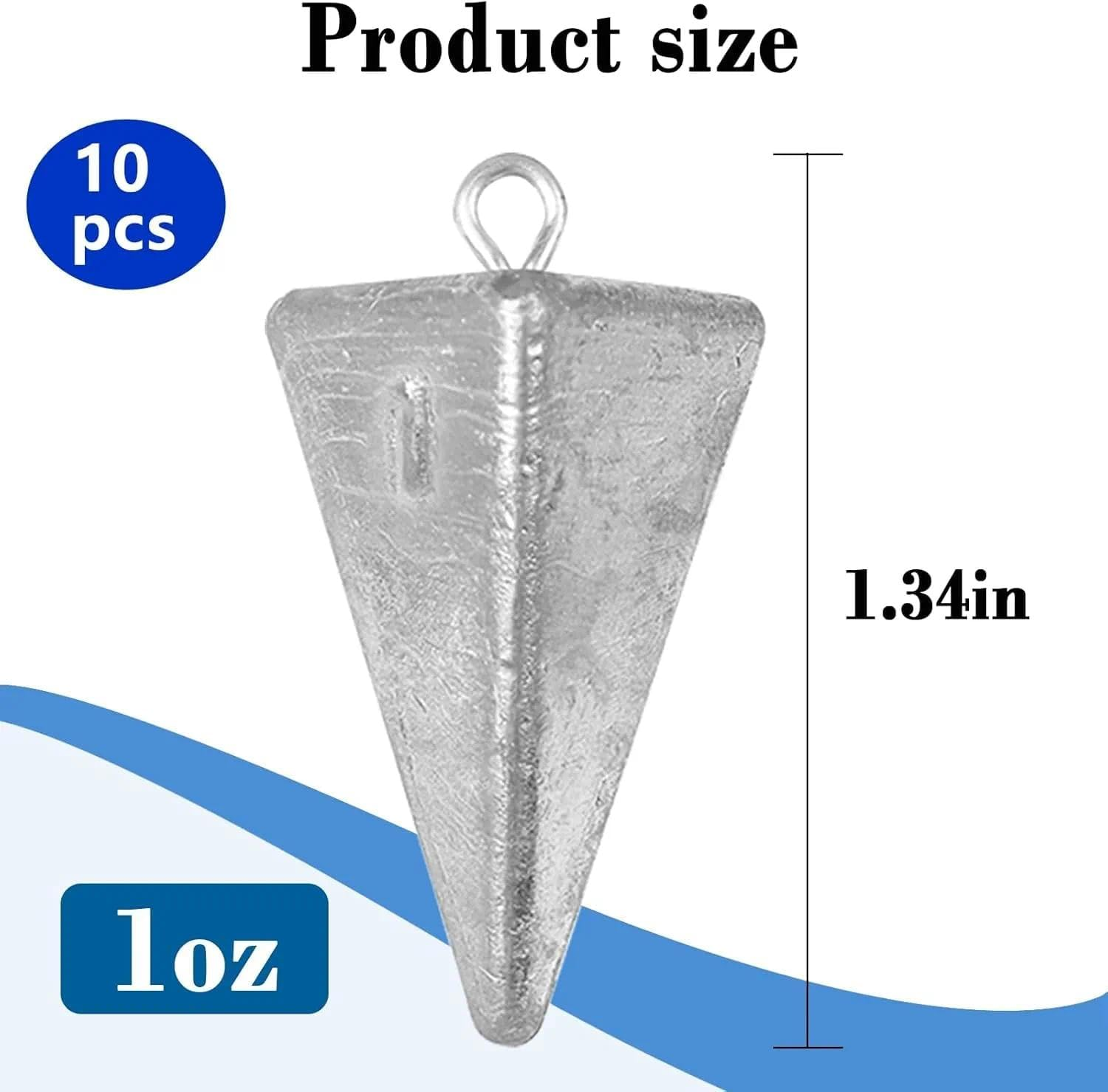 Fishing Sinkers Set, Pyramid Sinkers for Surf Fishing, Compatible with Popular Fishing Rigs, Soft Lead, 10-Pack for Saltwater Fishing Gear, Durable Design Damaill（1Oz） image number 6