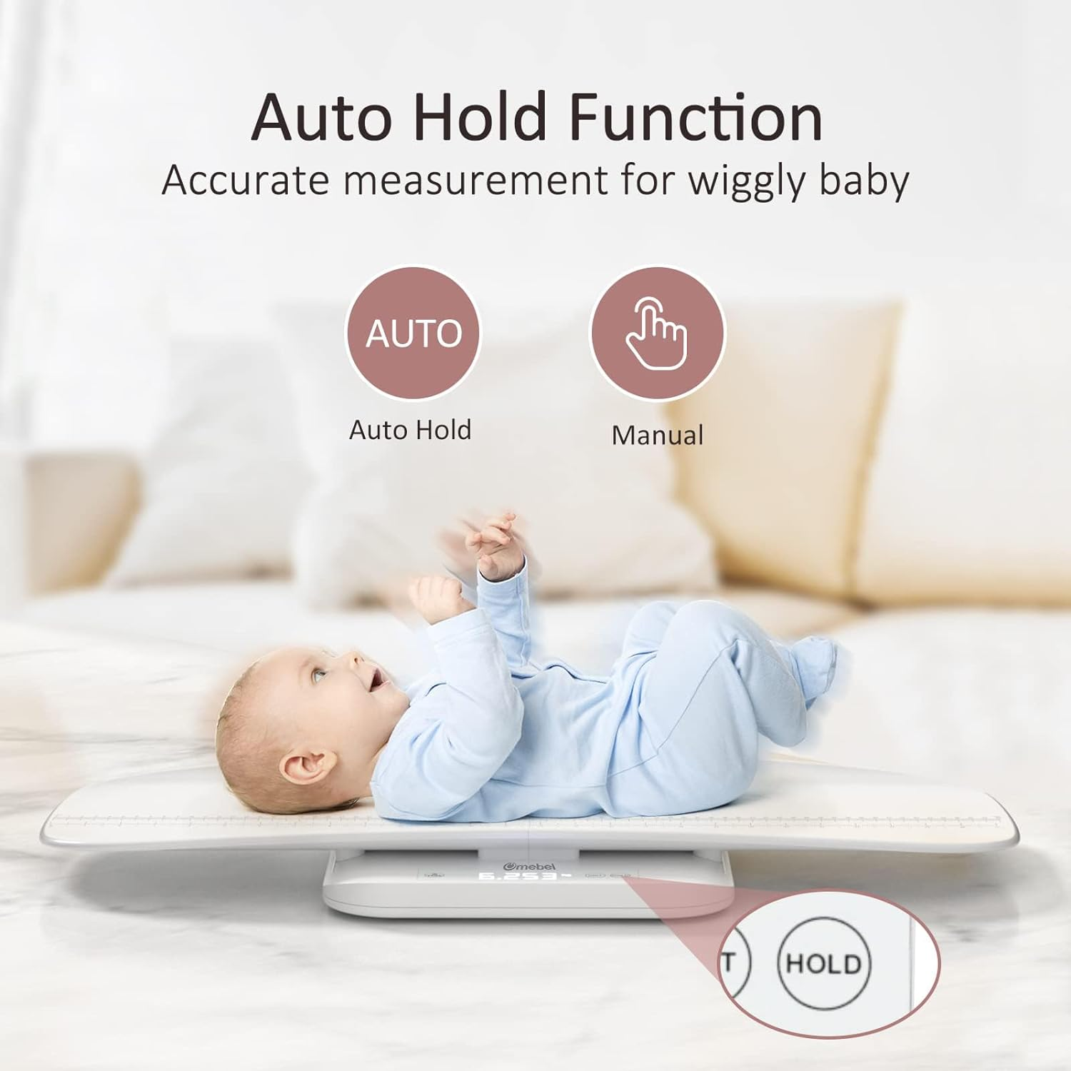 Omebel Baby Scale, Multifunctional Baby Weight Scale, Pet Scale for Puppy, Cat, Baby Scales for Weighing up to 150KG, Accurate Baby Digital Scale with Hold Function, Detachable Tray, 5 Units image number 4