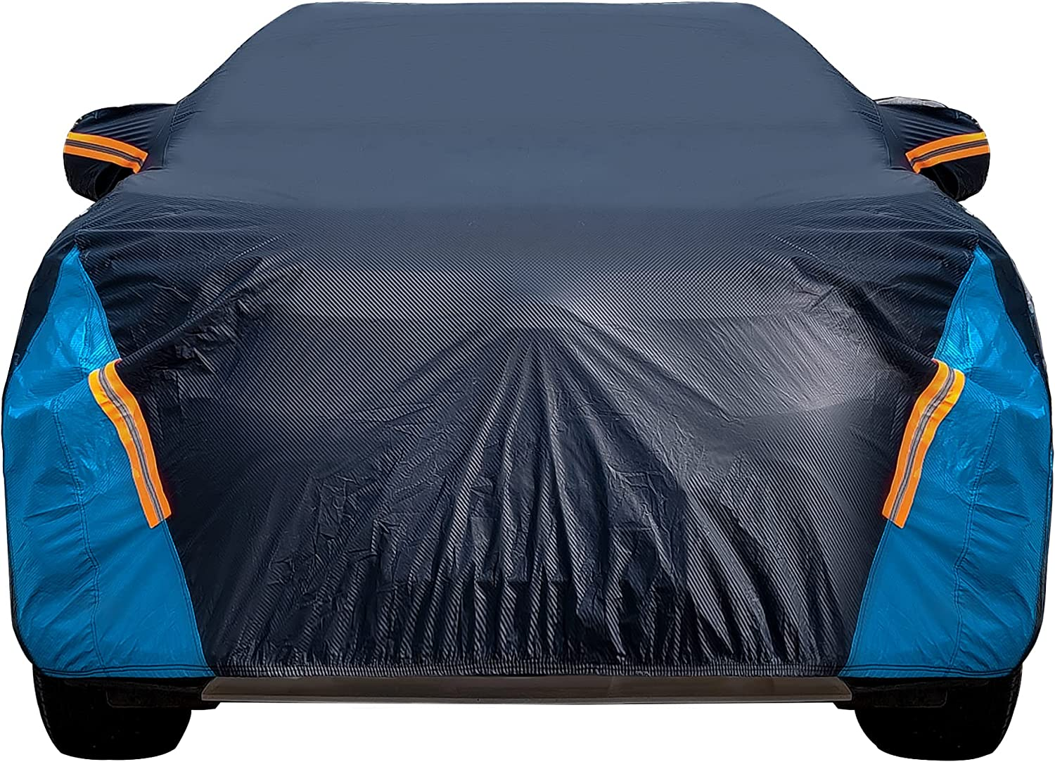 Car Cover Waterproof All Weather for Automobiles, 6 Layers Outdoor Full Exterior Cover Rain Sun UV Snowproof Protection with Zipper Cotton, Mirror Pocket for SUV (185-190 Inch)