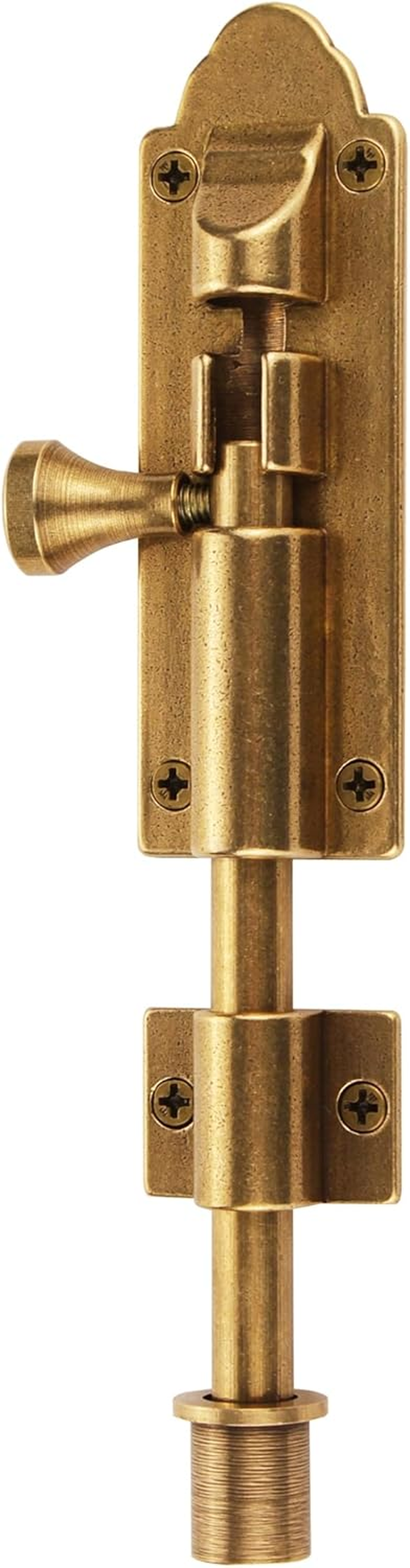 Runningfish Solid Cast Brass Barrel Bolt, Antique Brass Door Slide Latch Lock, Heavy Duty Gate Sliding Bolt Latch (Antique Bronze)