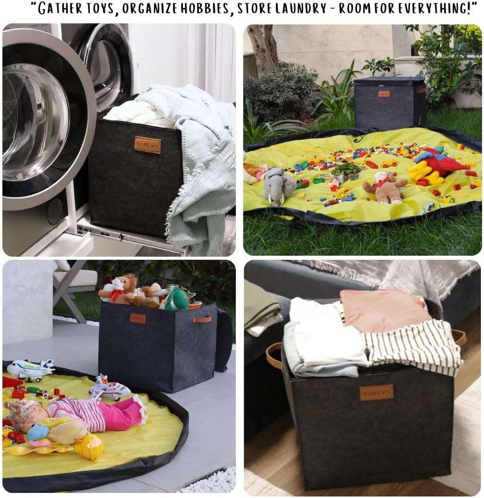 &ldquo;Toy Storage Basket & Play Mat &ndash; Extra Large 3-In-1 Toy Organizer Bin for Kids &ndash; Foldable Toy Box for Boys & Girls &ndash; 19.6&rsquo;&rsquo; X 19.6&rsquo;&rsquo; X 19.6&rsquo;&rsquo; &ndash; Quick Clean-Up & Play Area Solution&rdquo; image number 2