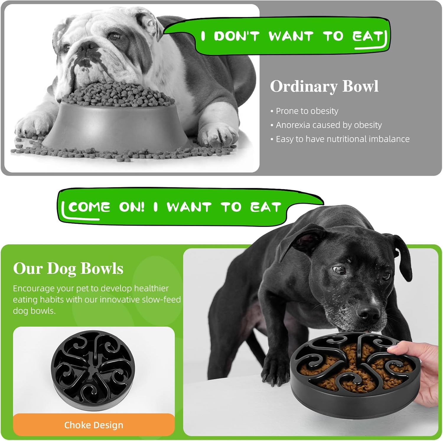 Wangstar Slow Pet Bowl Slow Feeder for Dog Cats, Bloat Stop Puzzle Bowl Fun Maze Feeder Slow Feeding Anti-Skid Design(Grey,8''X1.9'') image number 4