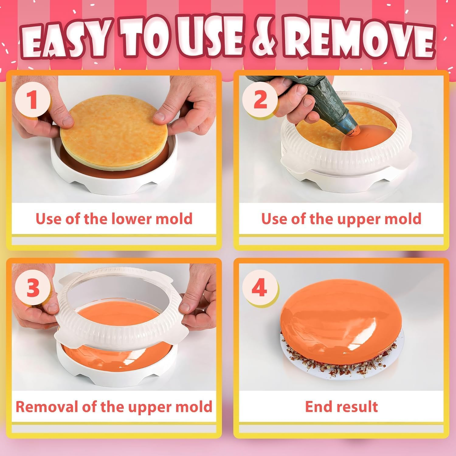 Silicone Cakе Pan - 3D Silicone Cake Molds for Baking Cheesecake Pan Set Nonstick Cake Mousse Circle Molds for Chocolate Cake Molds - round Cake Pans Cake Pans Set (White, One Size)