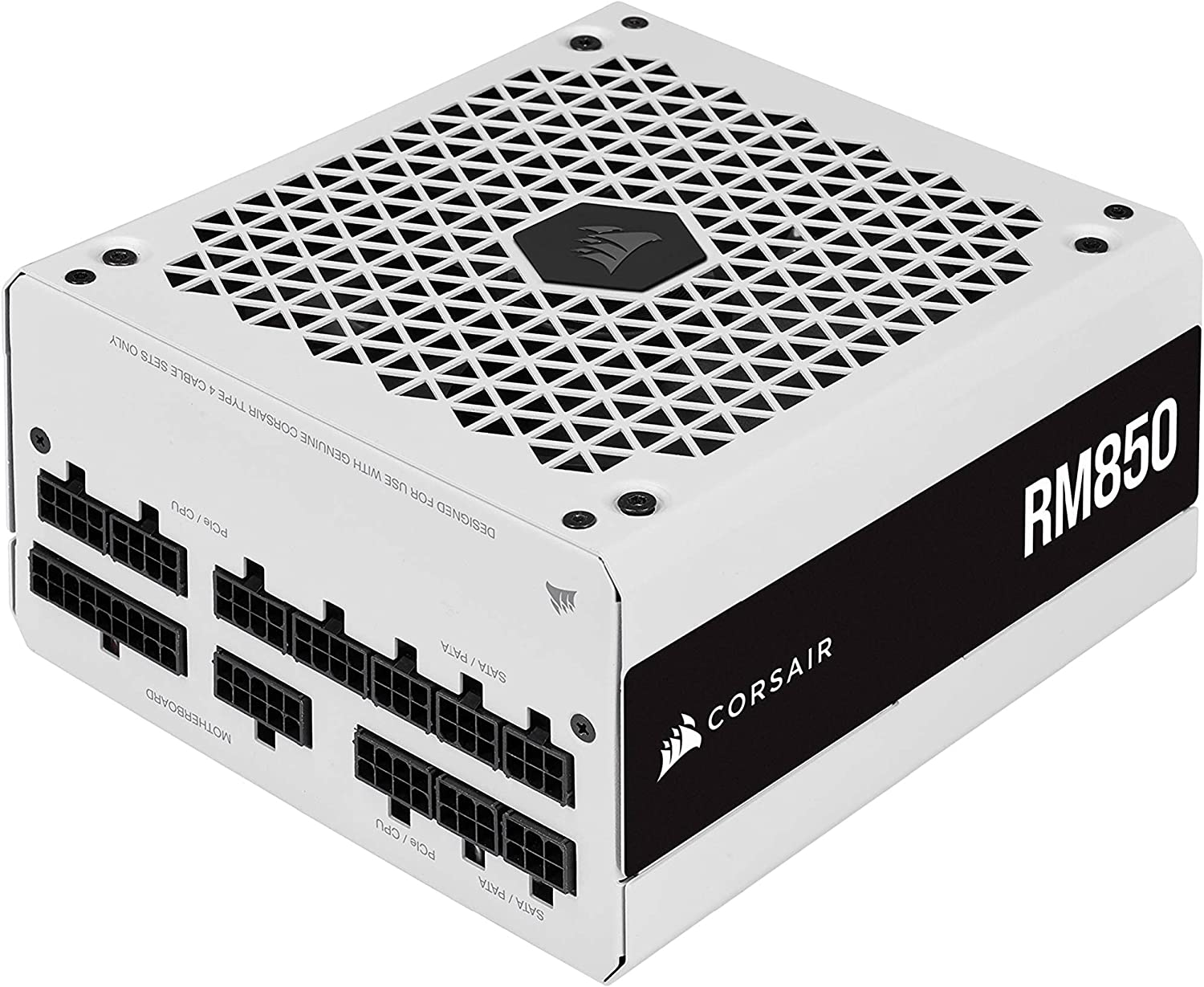 CORSAIR RM850 (2021), RM Series, 850 Watt 80 plus Gold Fully Modular ATX Power Supply (Triple EPS12V Connectors, Low-Noise Operation, Zero RPM Fan Mode, 105&deg;C Capacitors, Modern Standby) White image number 2