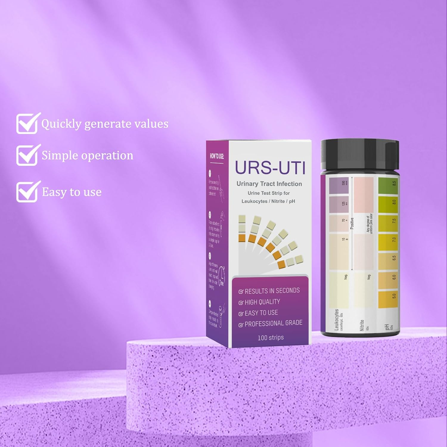 2Pcs UTI Urine Test Strips, Portable, Fast and Accurate Urine Test Strips, Home Urine Analysis, for PH, Glucose, Nitrite and White Blood Cell Detection image number 6