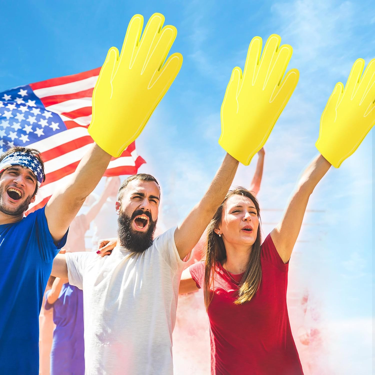 Sotiff 3 Pcs 16 Inches Giant Foam Hand High Five Foam Finger Cheerleading Foam Fan Finger Foam Hand Pompom for Sports Events Games Celebration - Orange image number 5