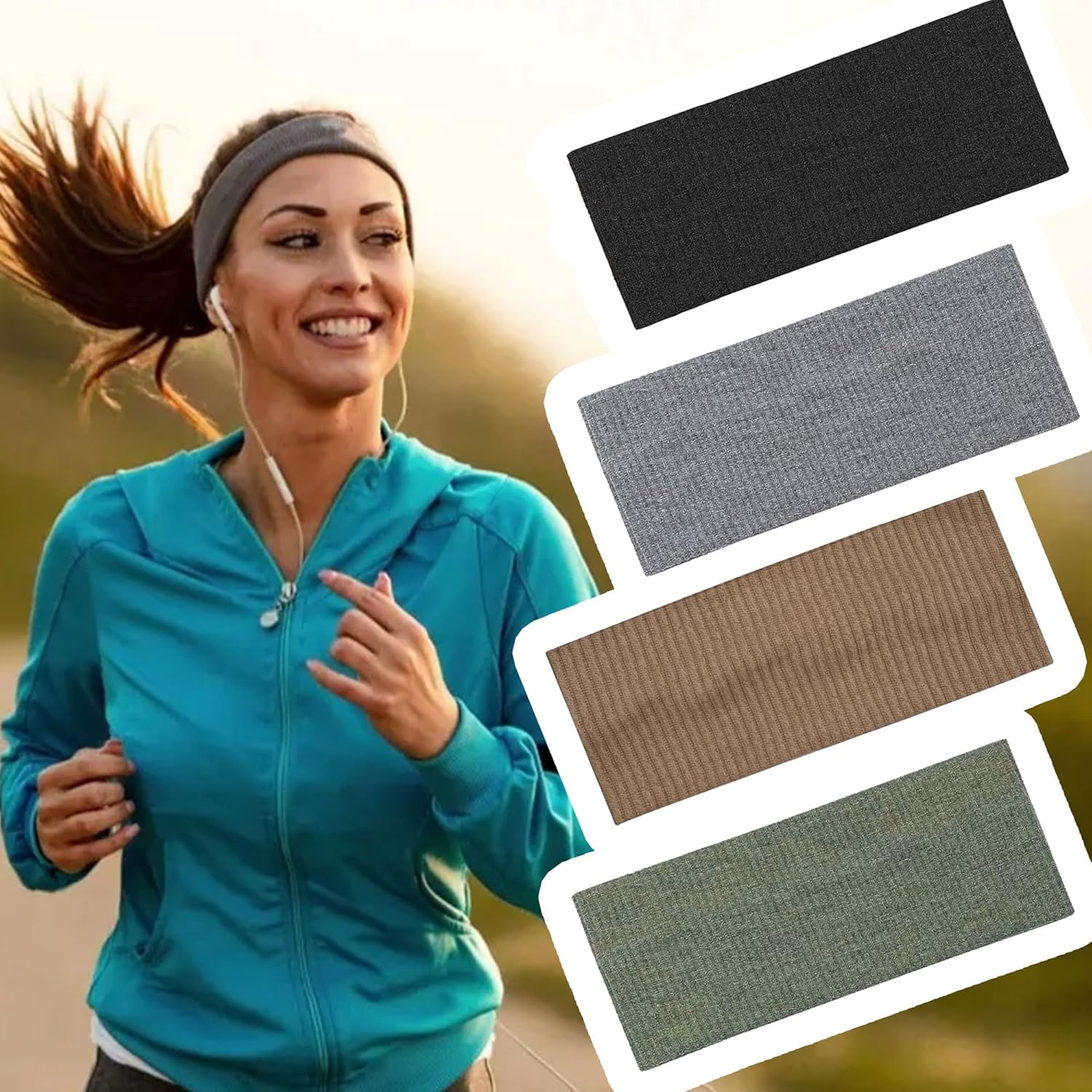 Women'S Sports Headband, Women'S Summer Sweat, Soft, Non-Slip Hairband, Cotton Headband for Cosmetics, Workout, Yoga, Running, Fitness, Gym, Pack of 4 image number 5