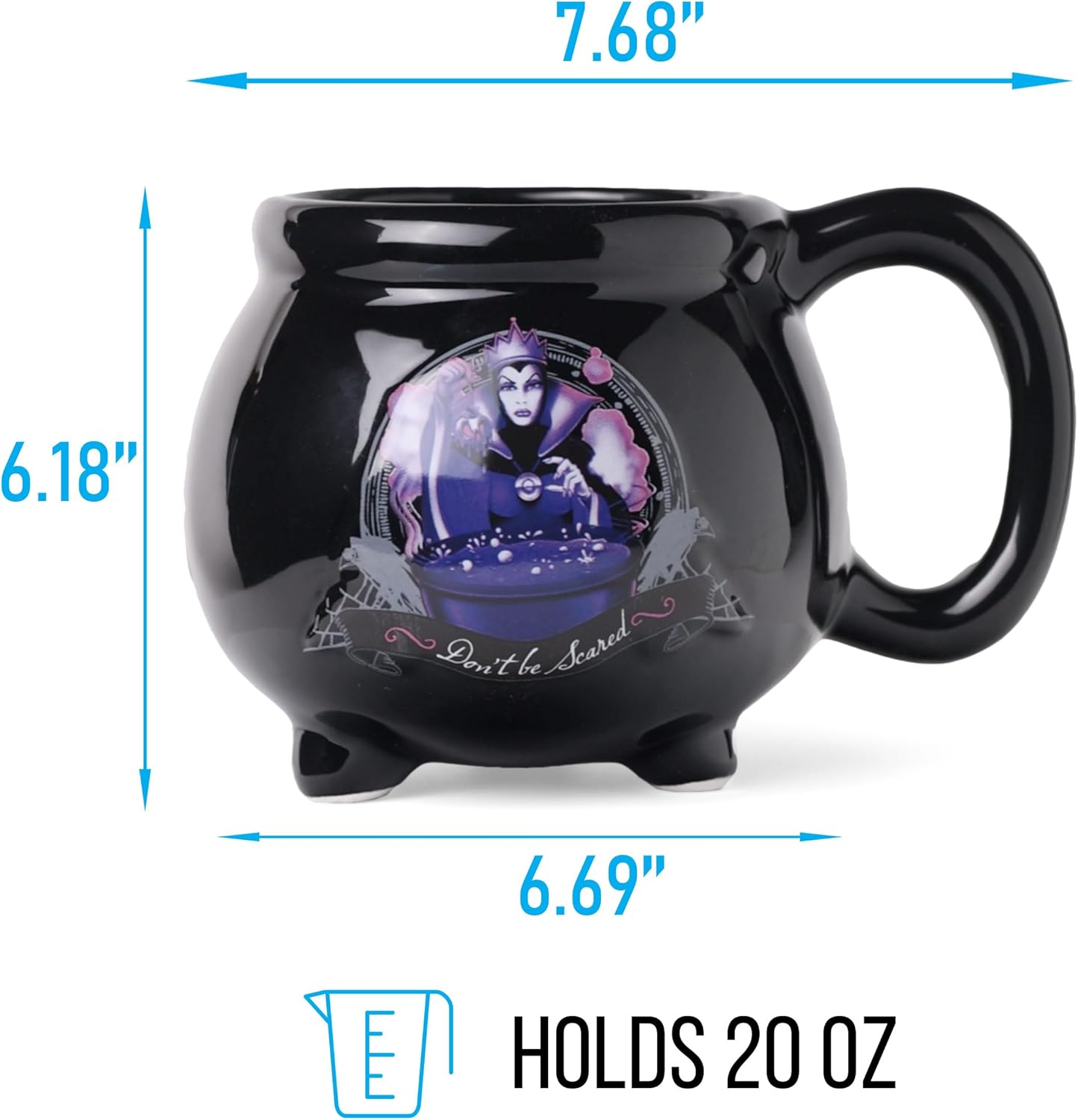 Disney Silver Buffalo DV6195 Villains the Evil Queen Black Kettle 3D Sculpted Ceramic Mug, 20-Oz image number 3