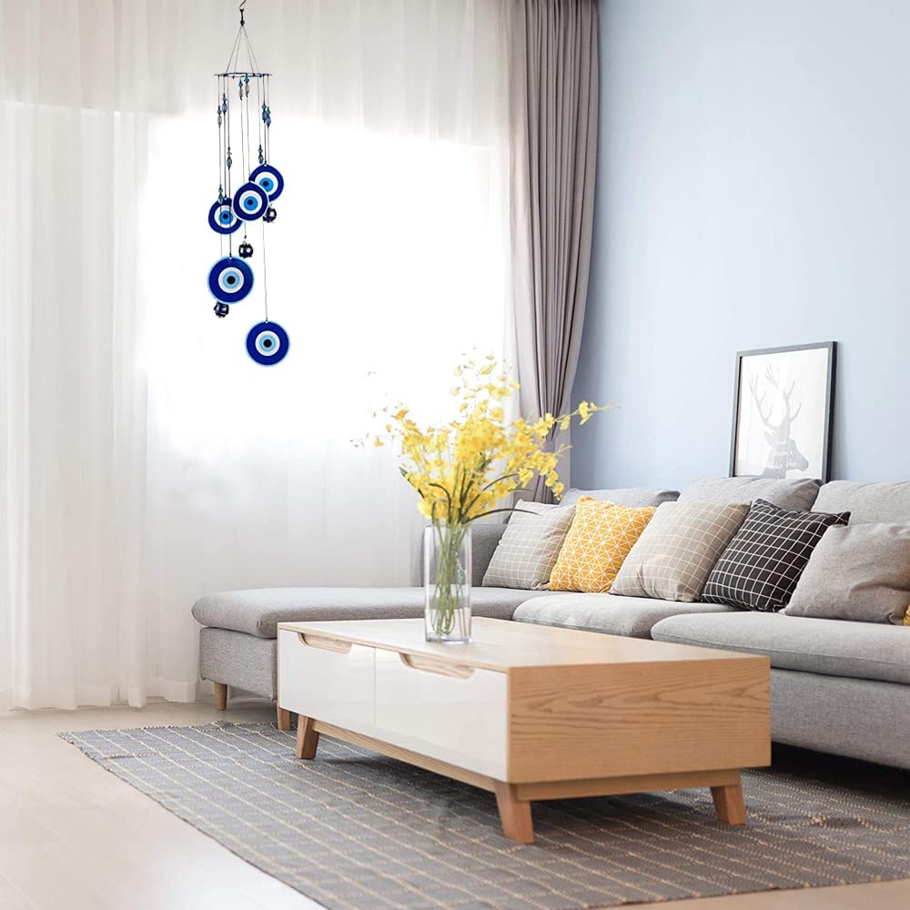 Wind Chimes Evil Eye Wall Hanging Decoration Hanging Bell Chimes Ornament for Home Garden Yard (Evil Eye) image number 5