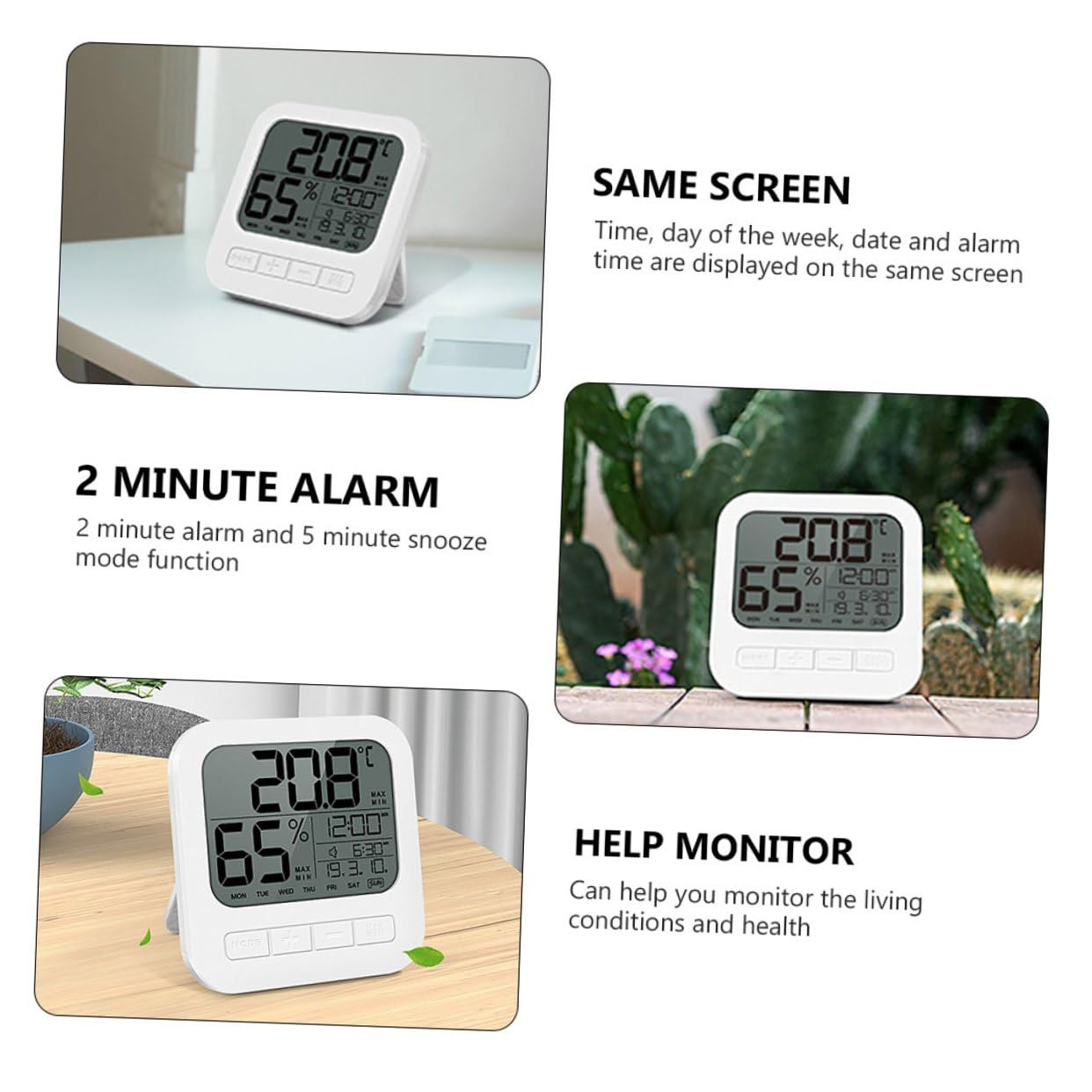 Digital Indoor Hygrometer Thermometer with LCD Display Low Power Consumption Temperature Humidity Monitor for Home Office Wall-Mount and Stand Options Records Daily Data image number 1