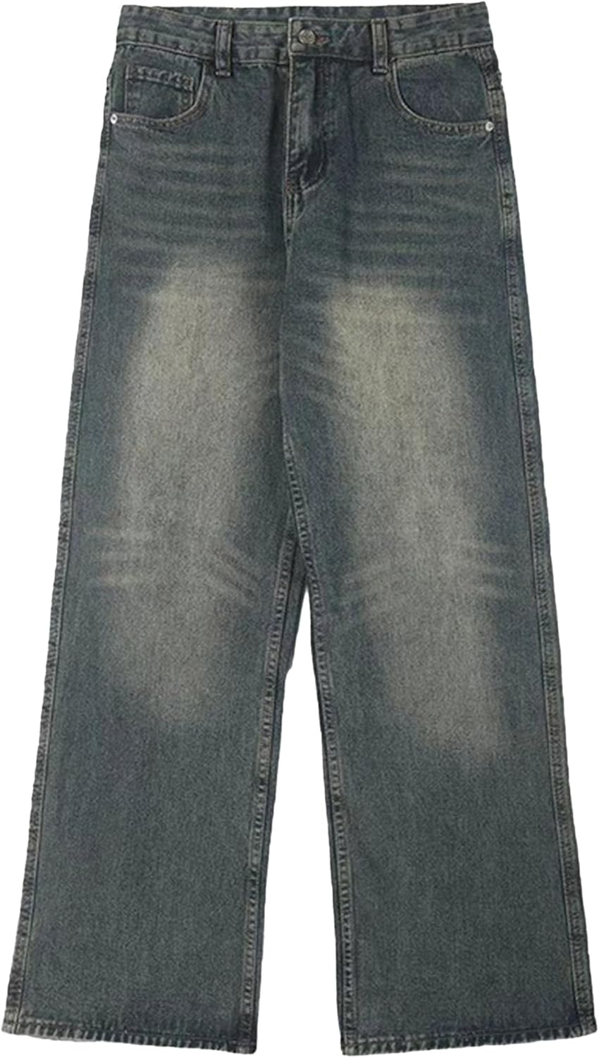 Men Loose Fit Skateboard Denim Pants Vintage Relaxed Fit Denim Trousers Baggy Y2K Hip Hop Jean Pants, Blue 1, L image number 2