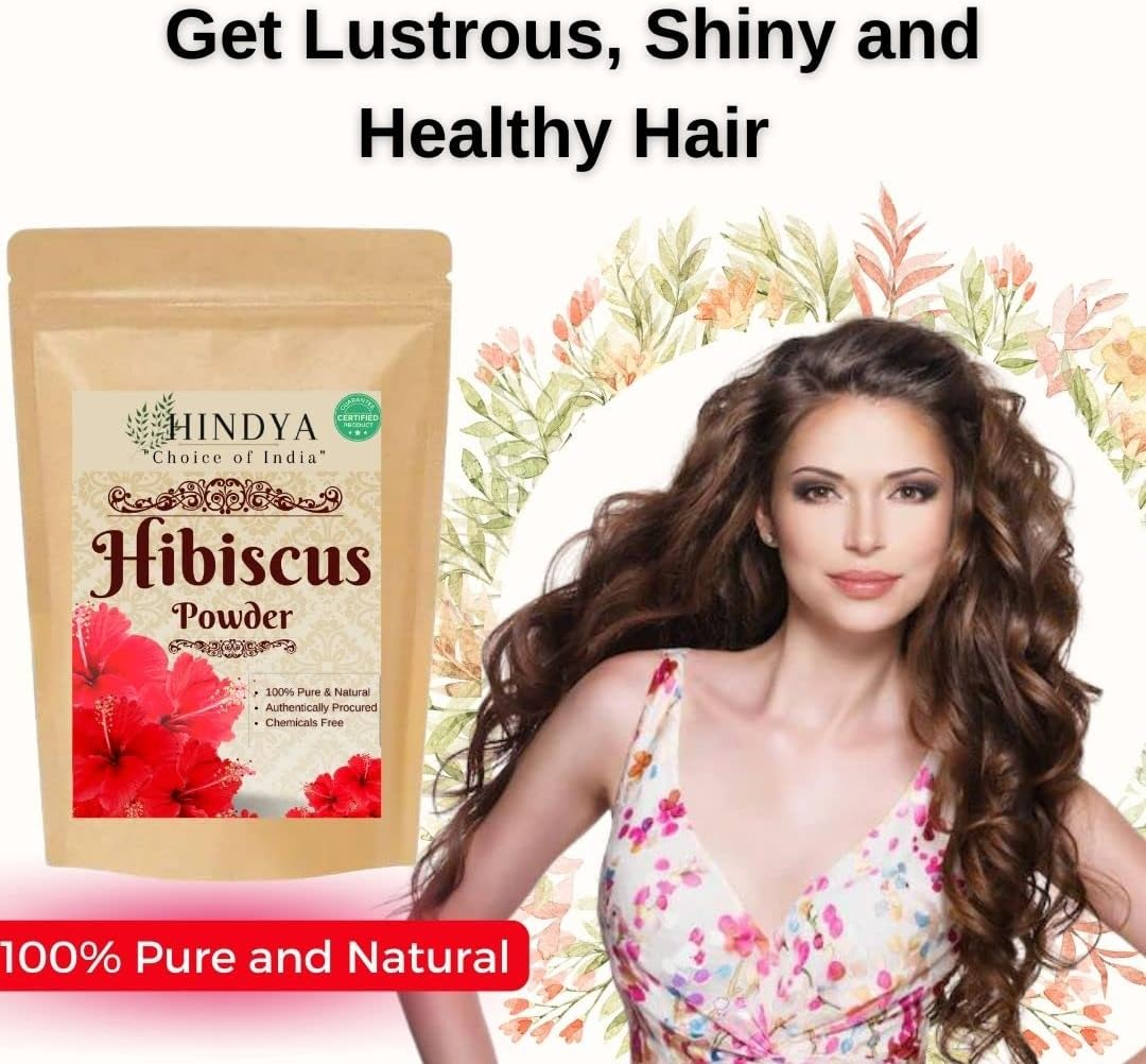 Organic Hibiscus Flower Powder for Face Pack and Hair Mask, Natural Pure Hibiscus Rosa-Sinensis Hair & Skin Care, Gudhal Ka Phool Powder for Dull Hair & Dry Scalp - 100G image number 2
