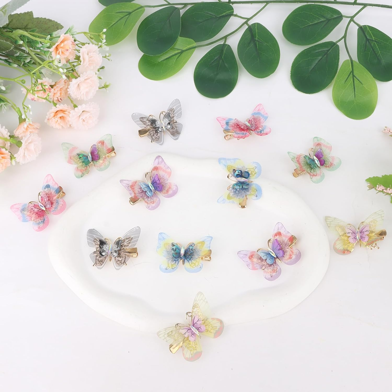 Bumlofa Pack of 12 Colourful Butterfly Hair Clips, Hair Clips, Girl'S Favourite Hair Clip for Party, School and Everyday Life image number 1
