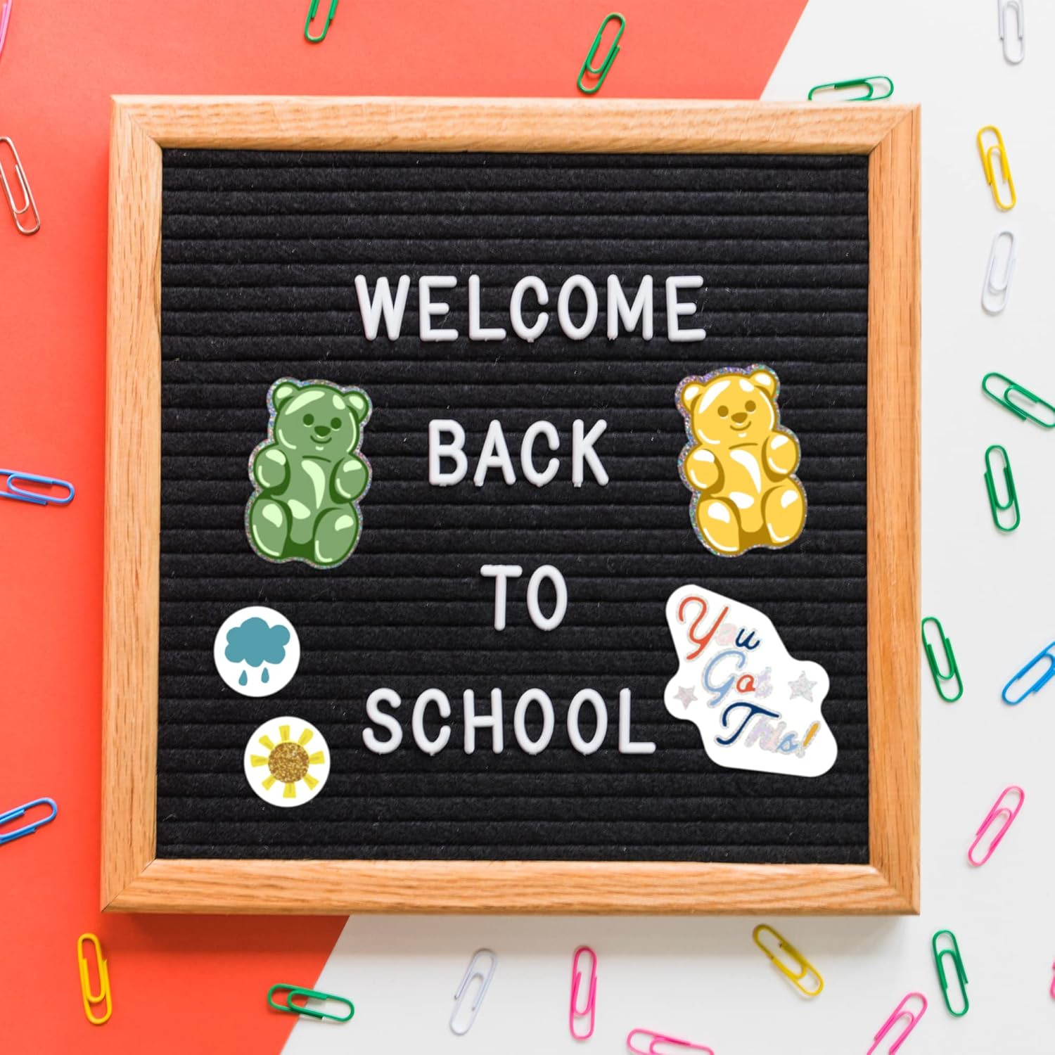 Navy Peony Groovy Back to School Planner Stickers (6 Sheets, 370+ Pieces) - Vibrant, Waterproof, Glitter Foil | Alphabet, Tracker, and Reward Stickers for Teachers, Students image number 1