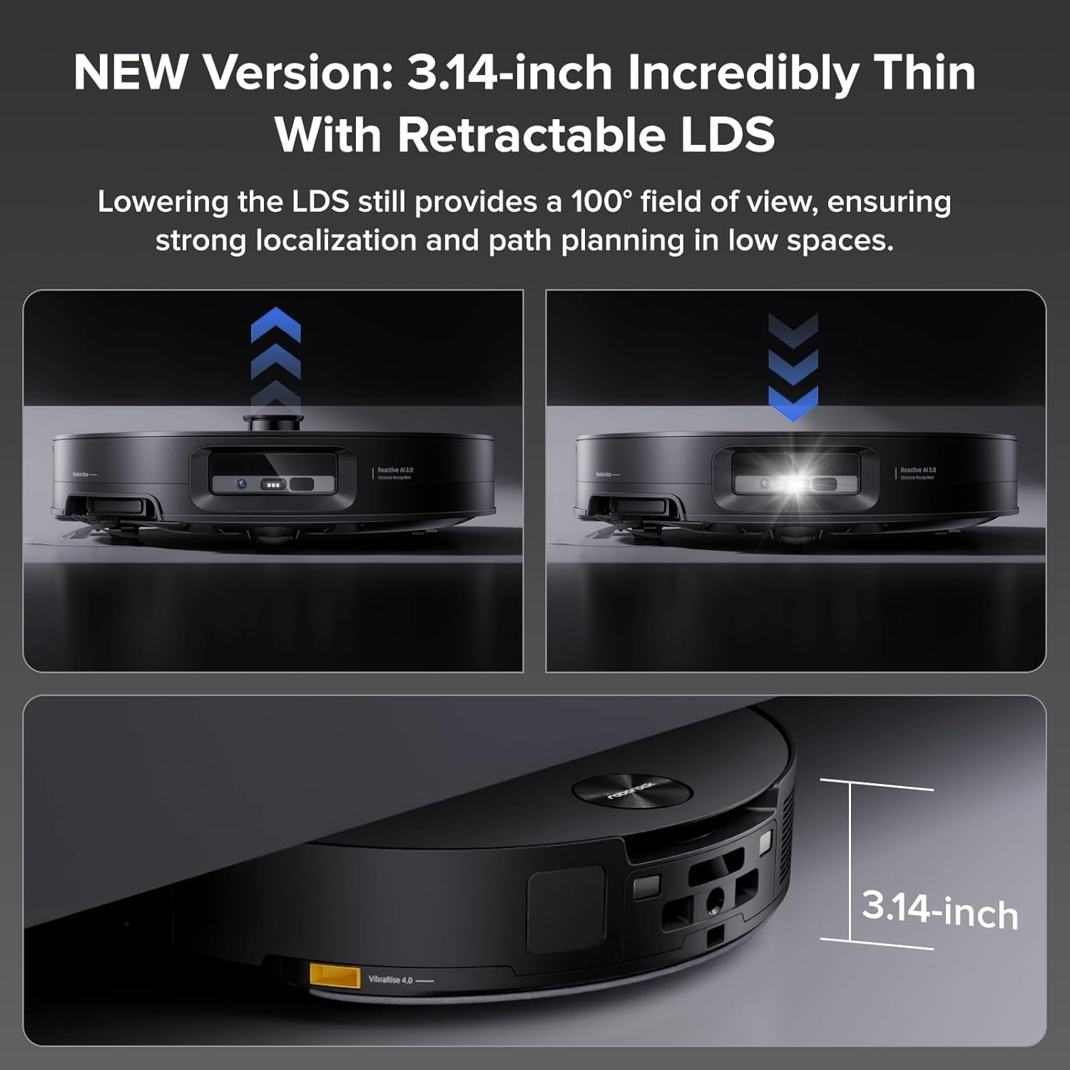 Roborock Saros 10 Robot Vacuum and Mop, 22,000Pa Suction, AI Obstacle Avoidance, 3.14-Inch Ultra Thin, Intelligent Dirt Detection, Zero Tangling Main Brush, Hot Water Mop & Dock Self Cleaning