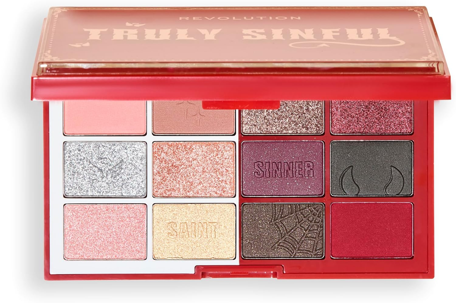 Revolution Beauty Truly Sinful Blood Eyeshadow Palette, Halloween Face & Eye Costume Makeup, 12-Pan with 3D Blood Drip Case, Vegan & Cruelty-Free image number 1
