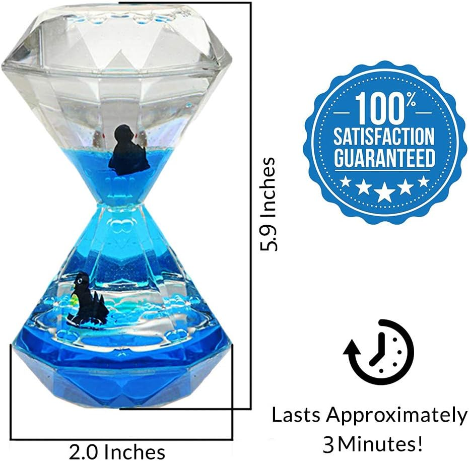 Liquid Motion Bubbler Timer/Floating Marine Life Sea Creatures, Diamond Shaped Liquid Timer for Fidget Toy,Autism Toys, Children Activity, Calm Relaxing,Penguin Desk Toys and Home Ornament image number 4