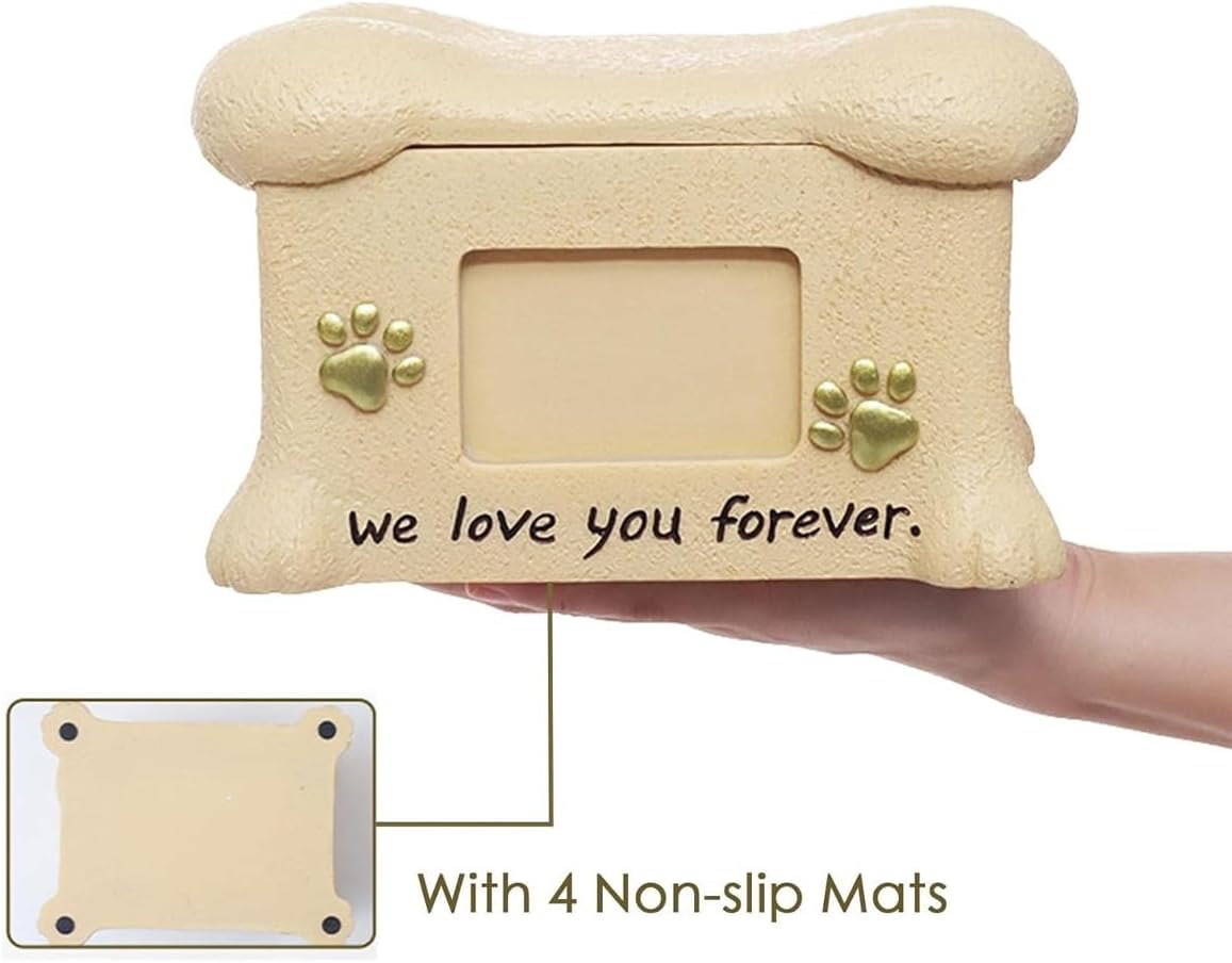 AIMALL Resin Pet Urn for Ashes - Memorial Keepsake Box for Dog, Cat, Puppy, or Kitten - with Photo Frame & Non-Slip Mat - Pet Cremation Urn for Beloved Pets