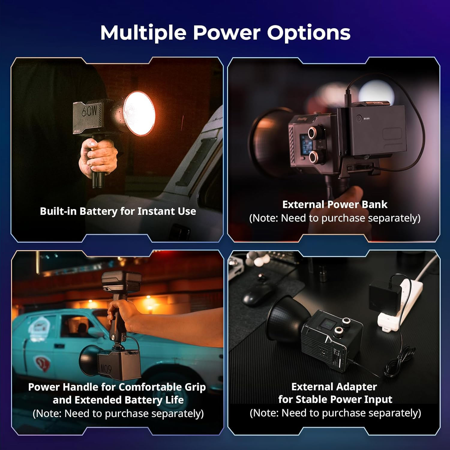 SMALLRIG RC 60C RGB LED Video Light 2500K-10000K Color Temperature, Supports PD Fast Charging, Manual and App Control, for Shooting on the Move, with 12 Light Effects, Powerbank Clamp Edition - 4810