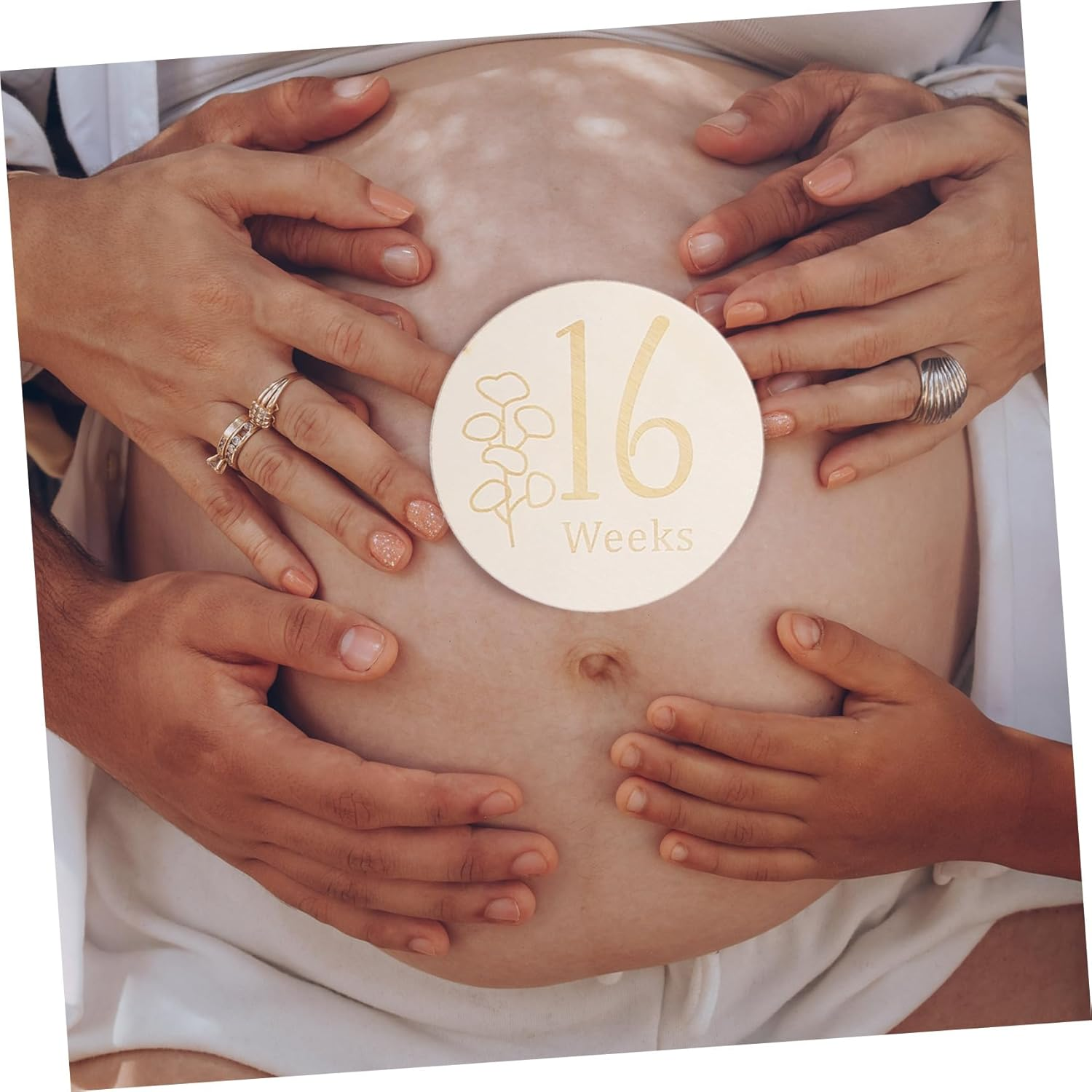 Milisten 11 Pcs Double Sided Wooden Pregnancy Weekly Milestone Discs Growth Markers Safe Smooth Finish for Newborn Photography Room Decor for Capturing Memories image number 4