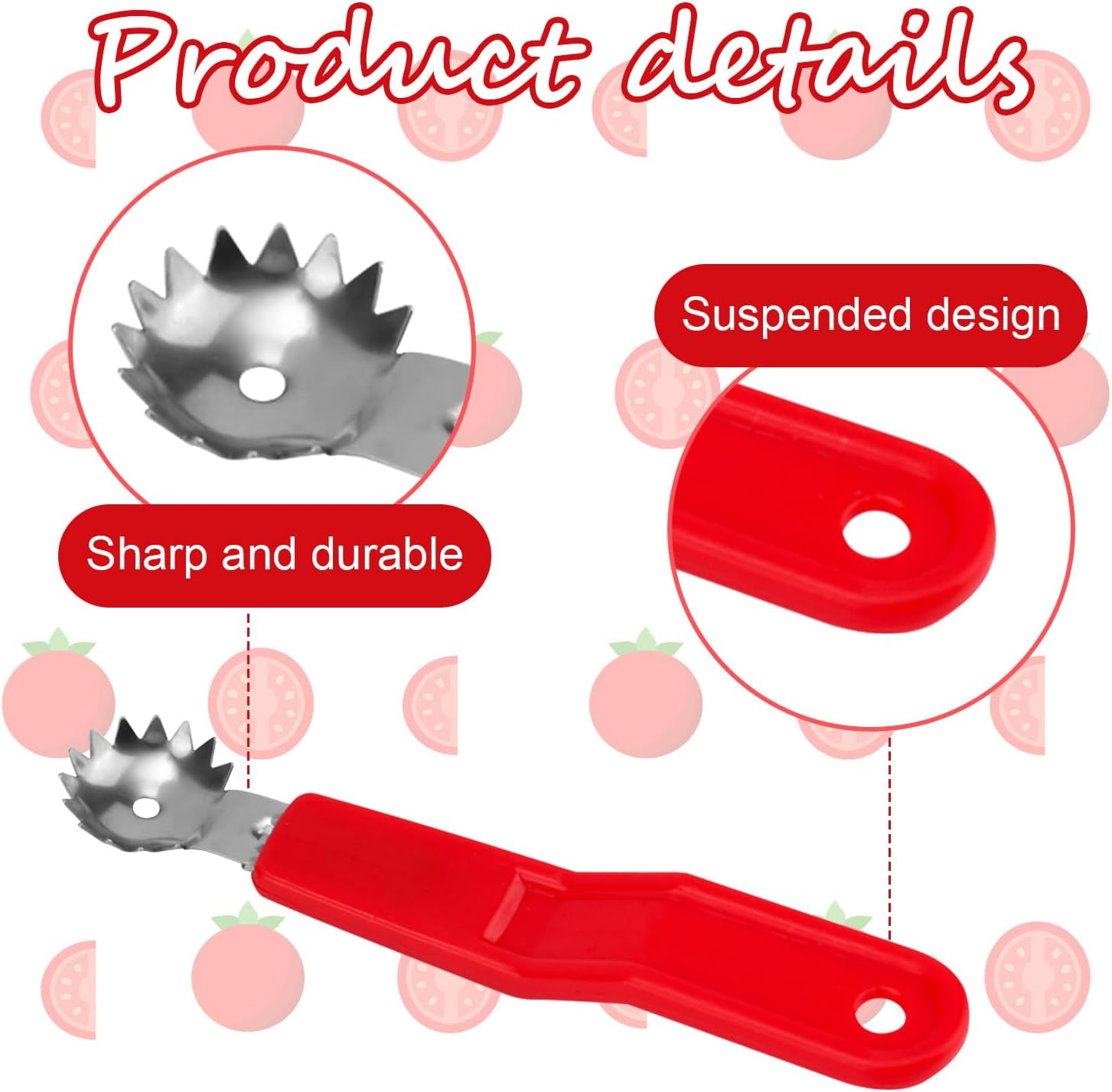 4Pcs Tomato Strawberry Corer Tool, Strawberry Huller Stem Remover Fruit Vegetable Core Removing Tools with Ergonomic Handles Kitchen Gadget for Strawberries Tomatoes