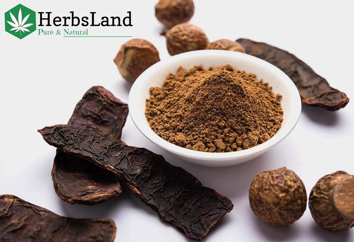 Herbsland&reg; Pure Bio Organic Amla Reetha Shikakai Bhringraj Powder for Face, Skin and Hair Care| Shiny Hair Growth with Anti-Dandruff Treatment | Natural Conditioning & Shampoo (50 Gm Each) (200 Gm) image number 3