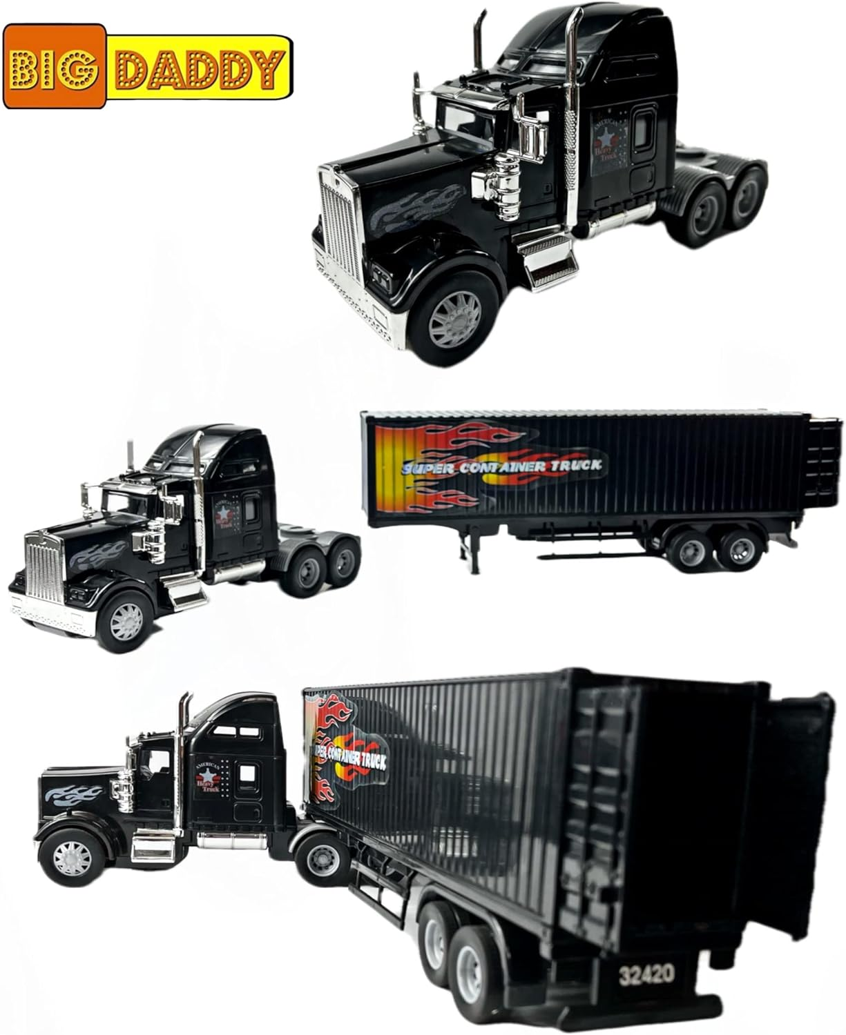 Big Daddy Big Rig Heavy Duty Tractor Trailer Transport Series Big Box Tractor Trailer (Colors May Vary) image number 3