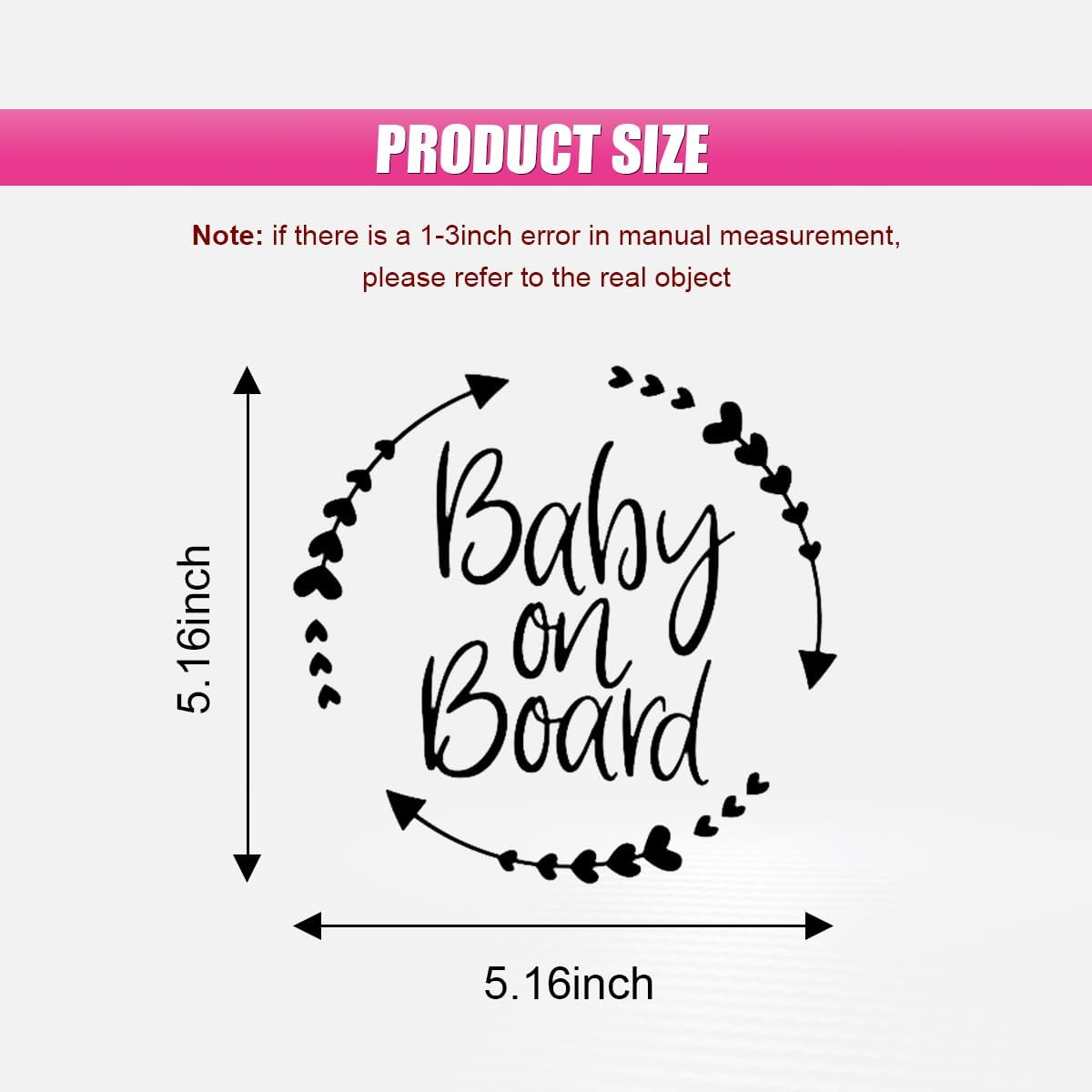 Baby on Board Sticker for Car, Cute Vinyl Safety Caution Decal, Removable Baby Safety Warning Signs for Cars Trucks Walls Laptop 5.16 X 5.16'' (Black)