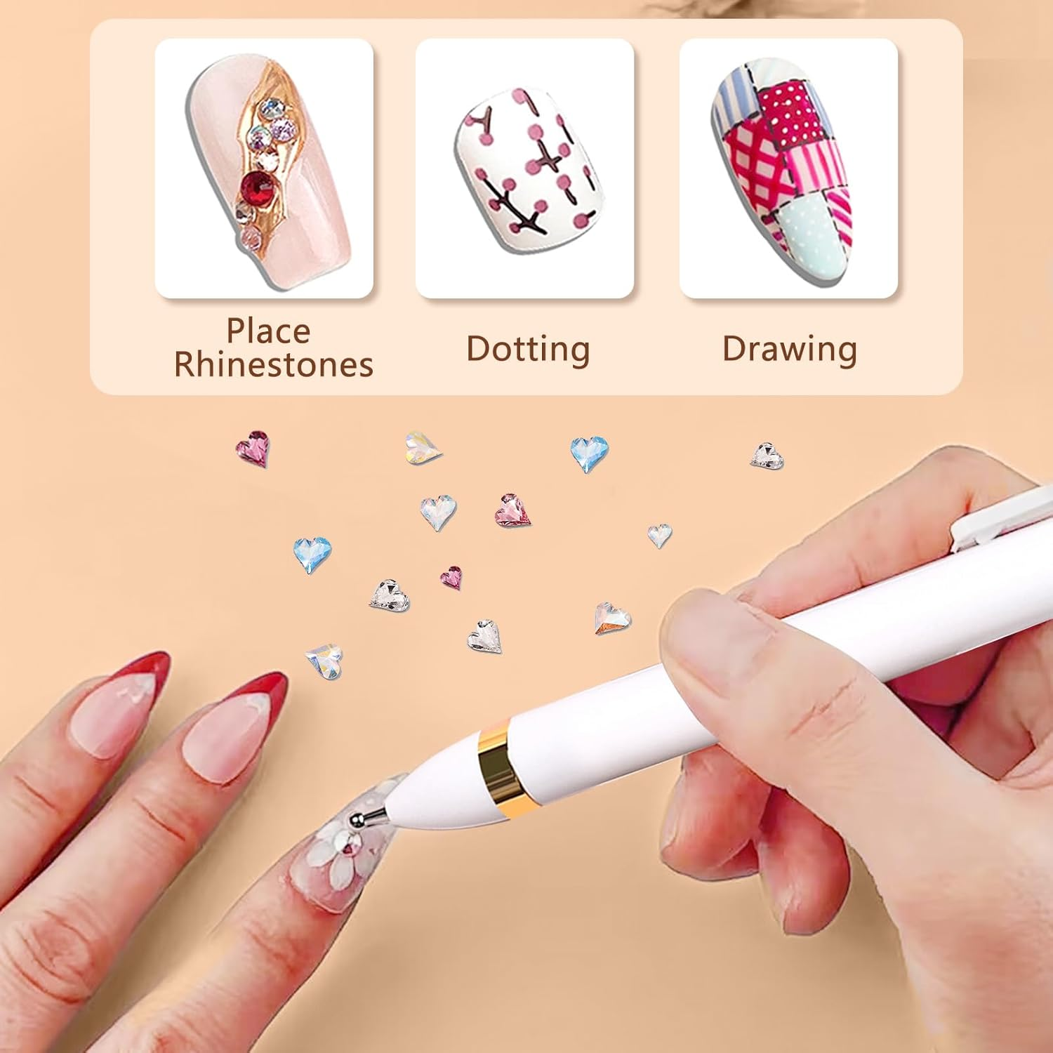 HJ Nail Dotting Pen Ballpoint Design Nail Art Kit with Tip Dot Paint, White-Nat248 - Hj-Nat248-Pink image number 2