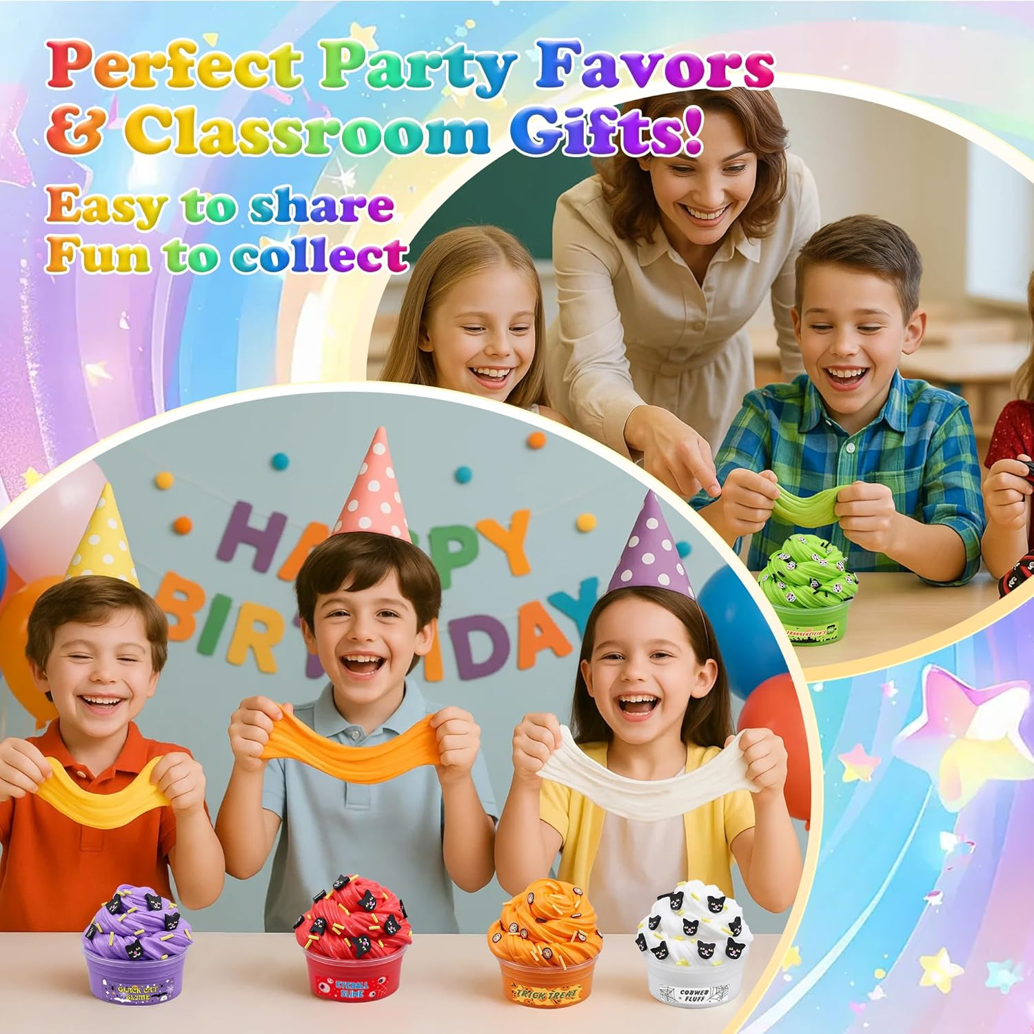 Halloween Peachybbies Slime 9 Pack, Scented Mixed Color Cloud Slime for Kids, DIY Fluffy Slime Kits for Girls Soft & Non-Sticky, Butter Slime Kit Party Favor Gifts, Slimes Stress Relief Toys image number 1