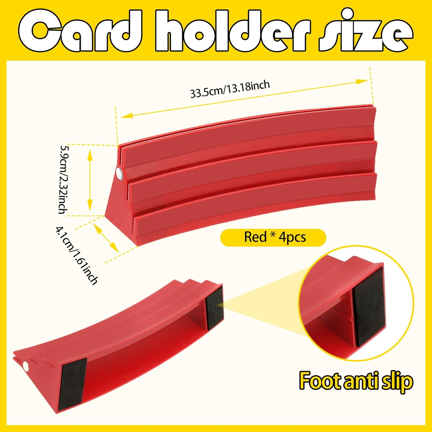 4 Pack Card Holders for Playing Cards, 3-Layer Space Saving Card Game Holders, Large Capacity Playing Cards Rack Holder, Poker Tray Organizer for Adults Seniors Kids (Red) - Red image number 5