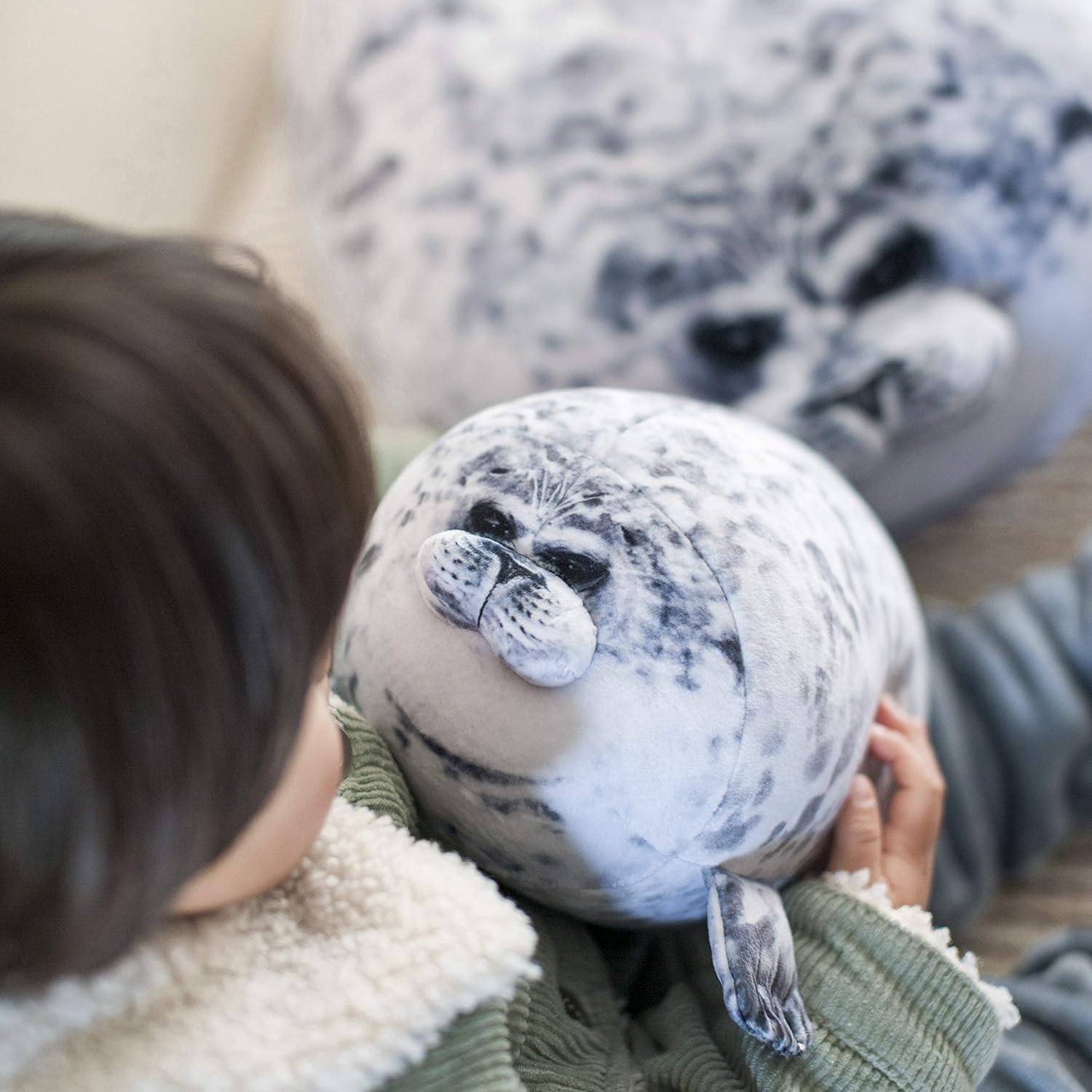 Minimin Seal Pillow, Cute Chubby Blob Seal Plush Toys Pillow Kids Bedding Super Soft Plush Snuggle Cuddle Pillow (Large) image number 5