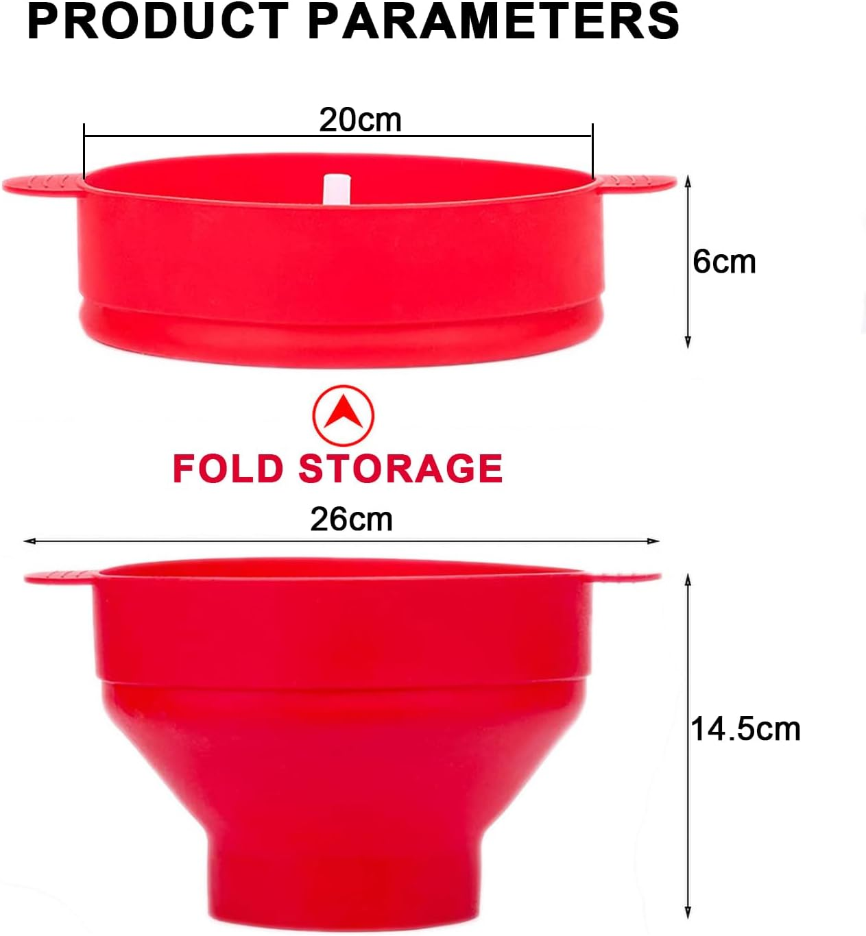 Microwave Popcorn Maker, Popcorn Bowl, Silicone, Collapsible Microwaveable Bowl. Silicone Microwave Popcorn, with Handle, Dishwasher Safe, Oil Free, Bpa Free, High Temperature Resistant (Red) image number 4