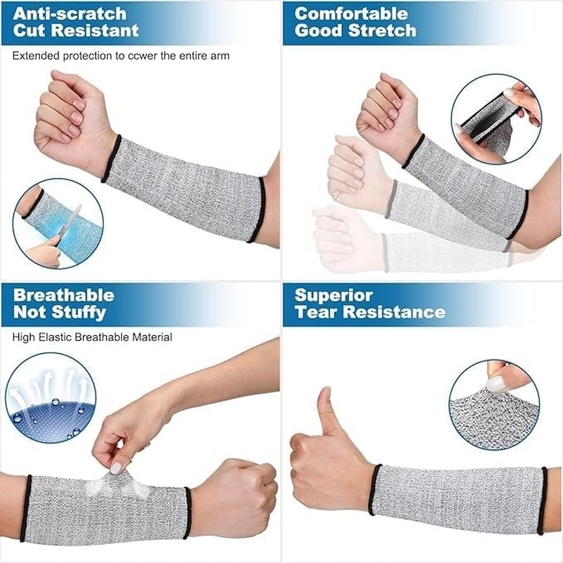 2 Pairs Cut Resistant Sleeve Arm Protection Sleeves Level 5 Protection Safety Protective Sleeves for Men Women image number 4