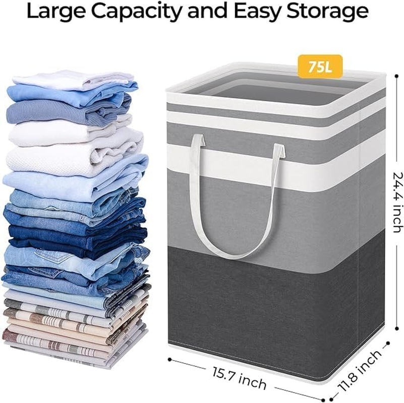 Sunblue : 75L Large Collapsible Laundry Hamper - Convenient Handles, Water-Resistant Design - Versatile Storage Solution for Clothes, Toys, and More 【2 PACK】 image number 5
