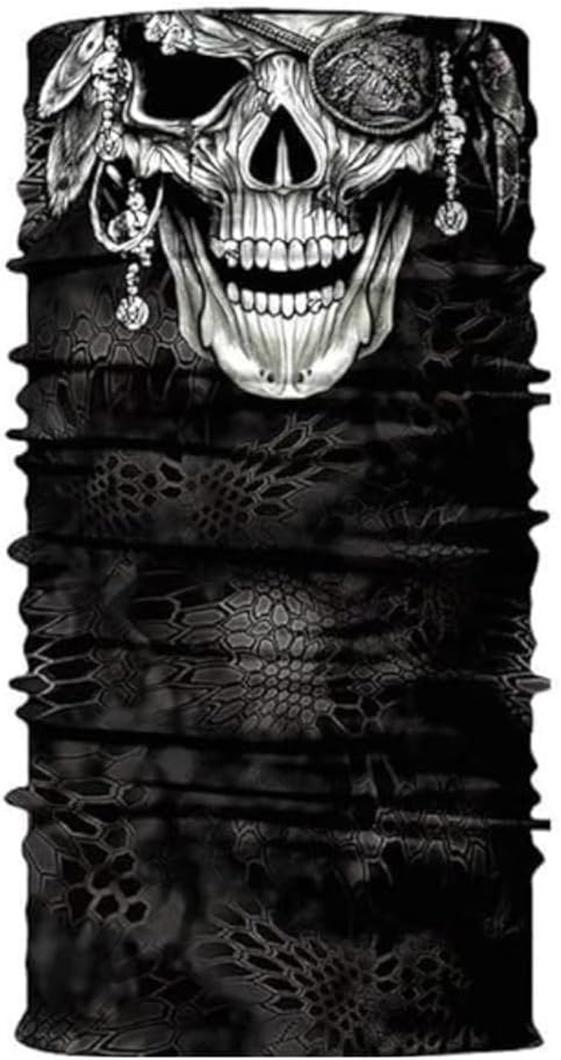 Shopiness Unisex Tube Scarf for Adults Multifunctional Headband Bandana Neck Gaiter with Ear Loops for Motorbike Sport Parties Halloween and Carnival Outdoor Activities - Skull image number 3