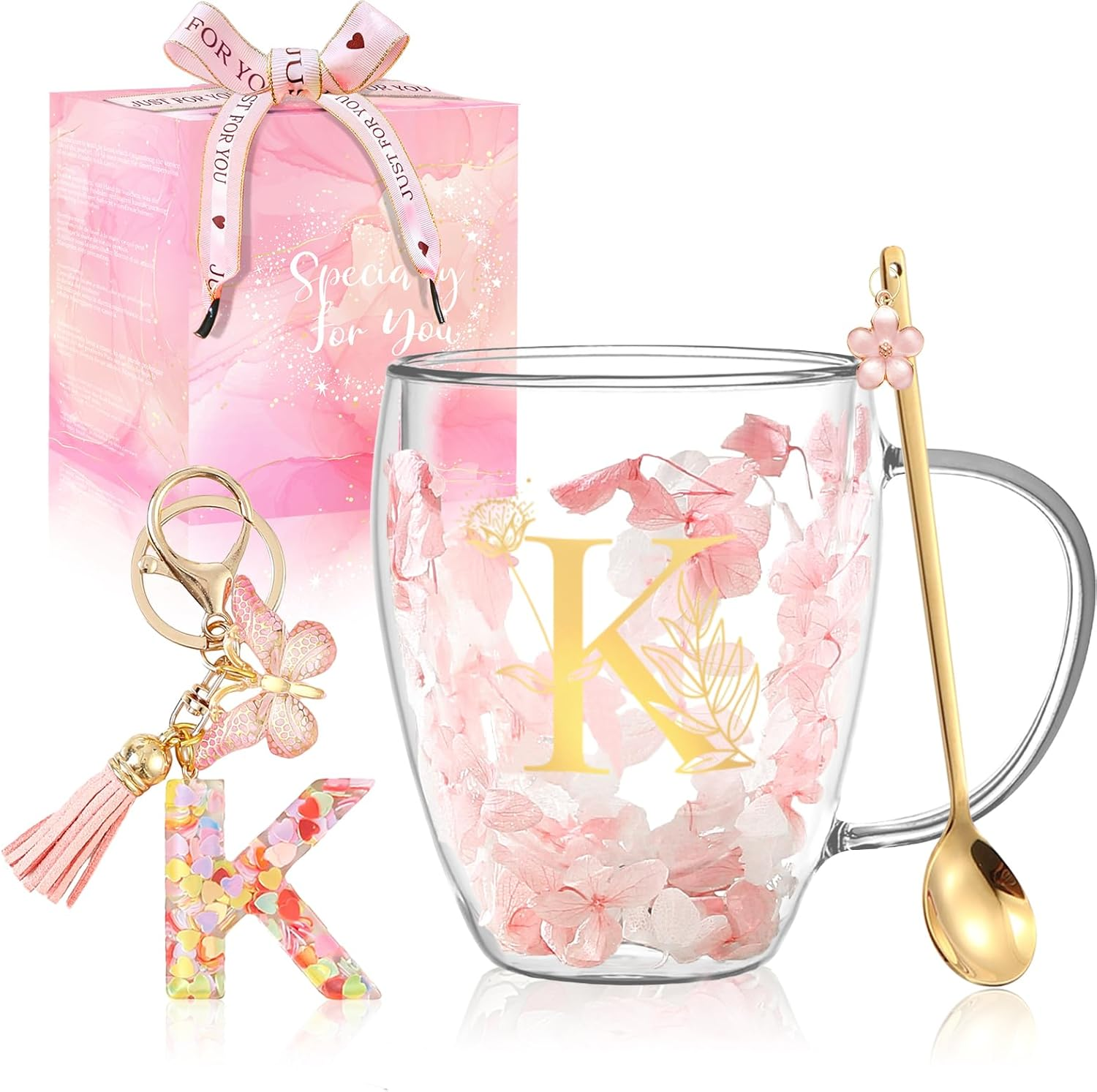 Gifts for Women Glass Coffee Mugs Unique Birthday Gifts for Women Her Ladies Espresso Tea Cups Personalised Friendship Wedding Gift Cute Double Walled Glass Mugs Christmas Pink Stuff Birde to Be Gift image number 1
