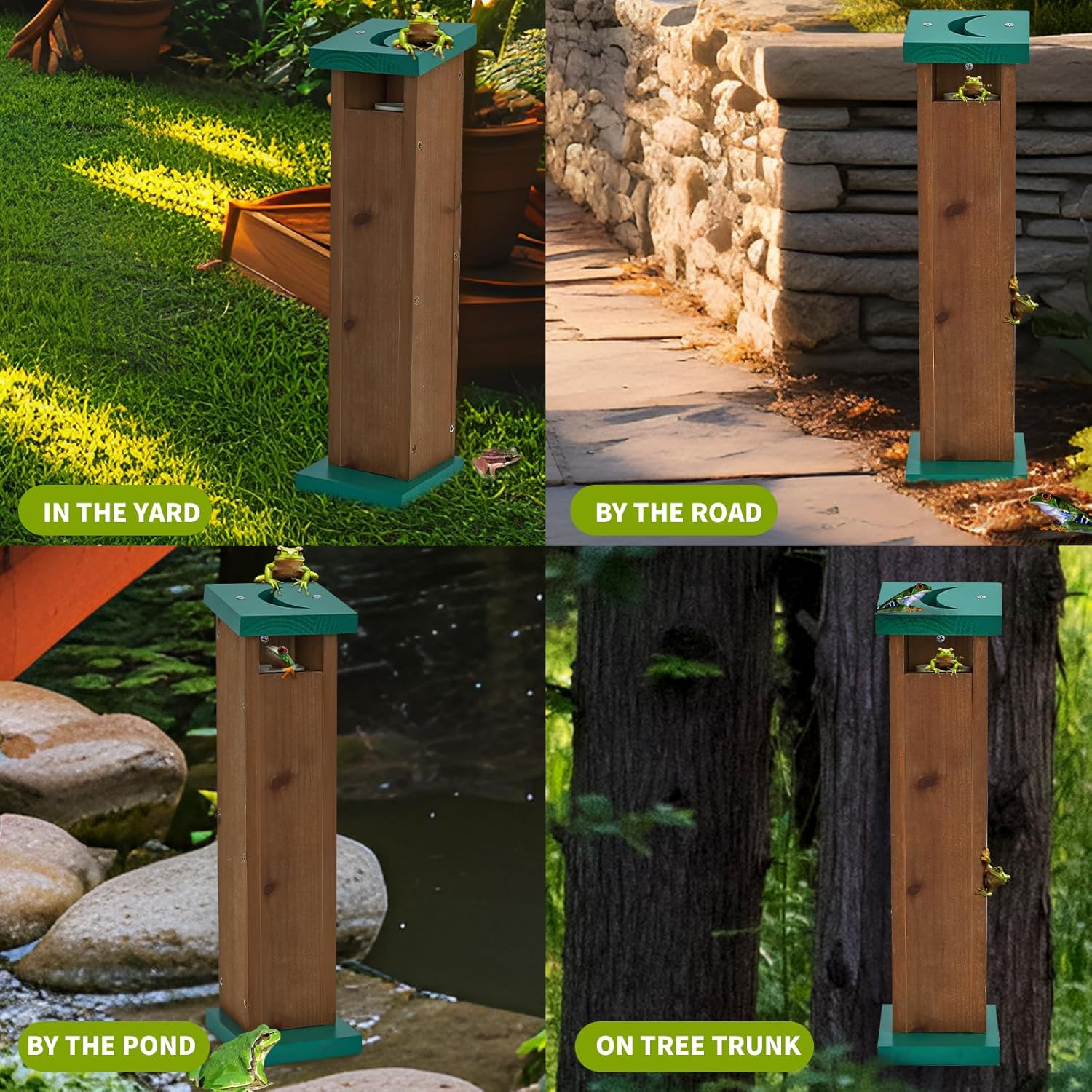 Tree Frog House for Many Species of Tree Frogs, Deluxe Wood Tree Frog Nest Frog Habitat Frog Shelter for outside Garden, Indoor Breeding (Brown) image number 4