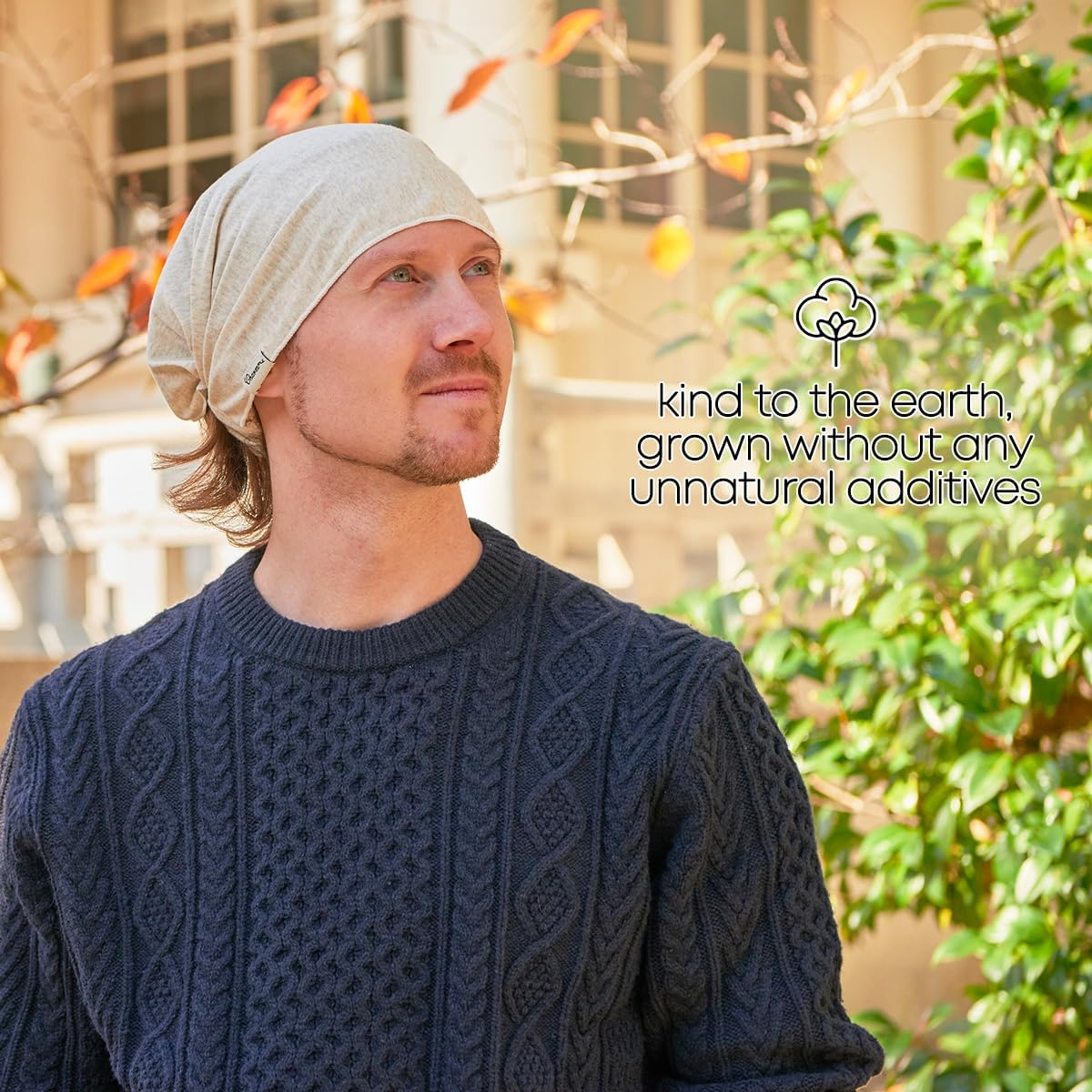 CHARM Organic Cotton Headband Bandana - Pre-Tied Wide Men Women Hair Band Fashion Chemo Head Band Dark Grey M