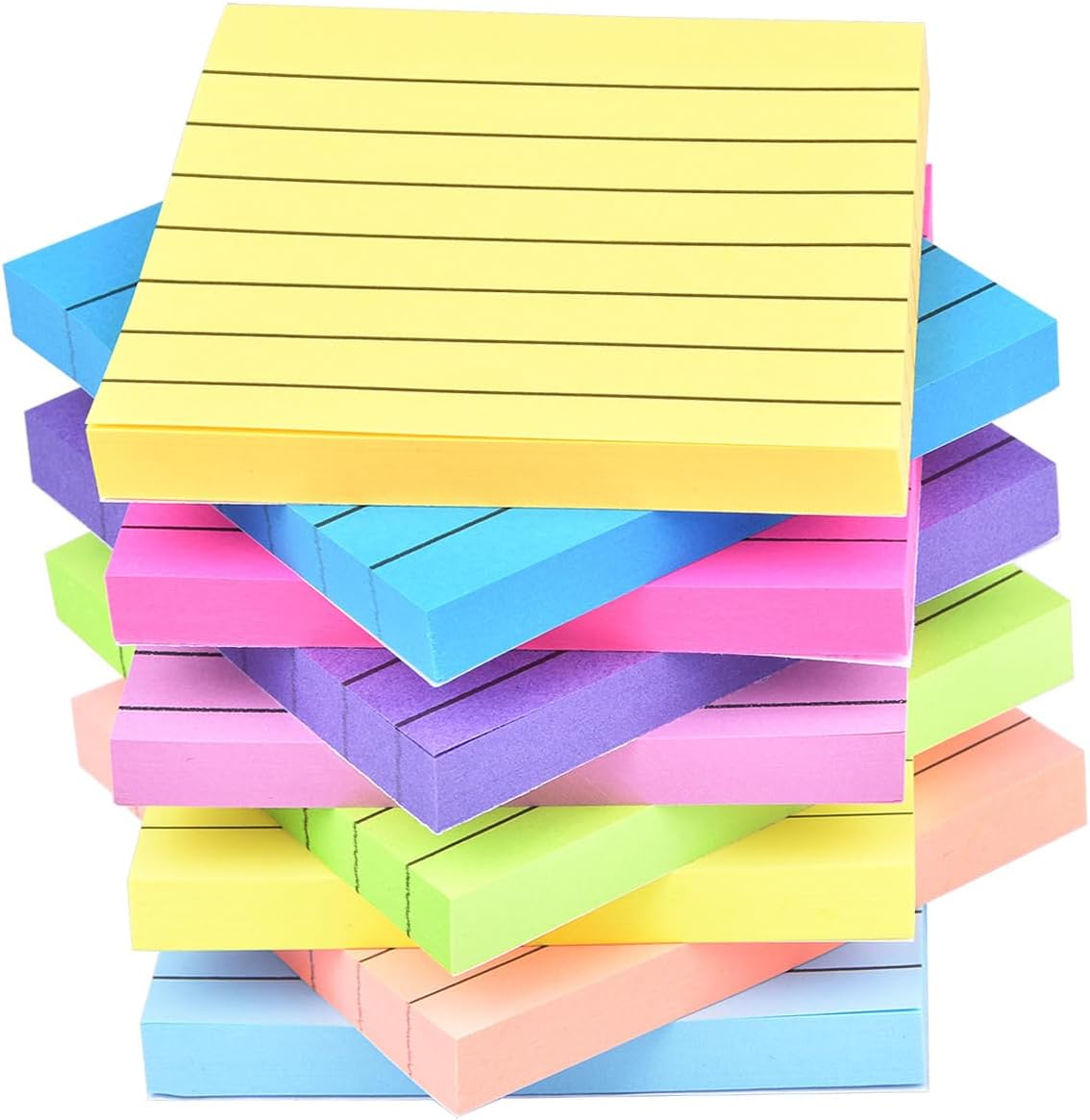 9 Pack Lined Sticky Notes 3X3 in Bright Colors Self-Stick Note Pads with Line, 9 Colors Bulk Sticky Memo Pad for School, Office, Meeting image number 4