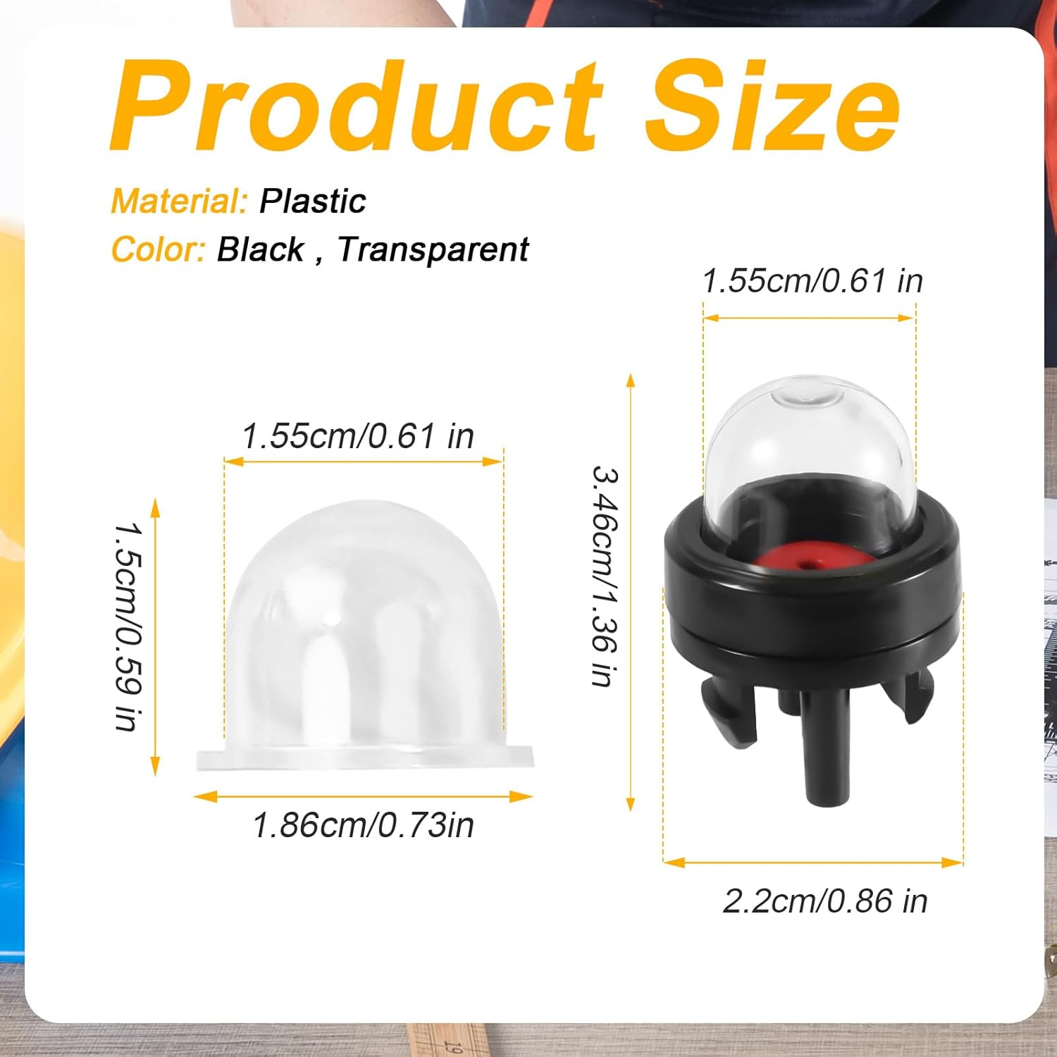 Snap in Primer Bulbs Pump & 8Pcs Carburetor Primer Bulb Replacements, for Walbro 188-512-1 WT-23A Poulan Echo Craftsman Homelite Chainsaw Blower & Trimmer image number 6